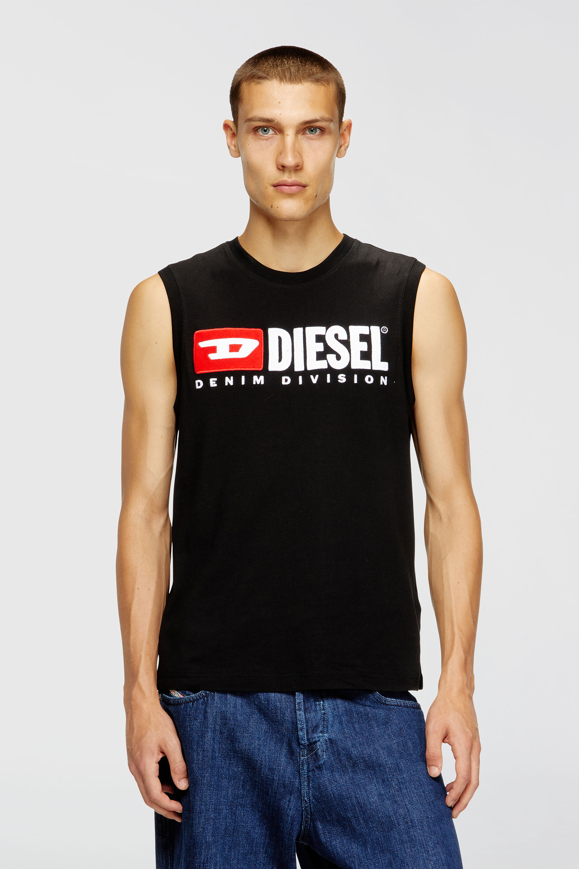 Diesel - T-ISCO-DIV, Canotta con stampa logo sul petto Uomo in Nero - 3