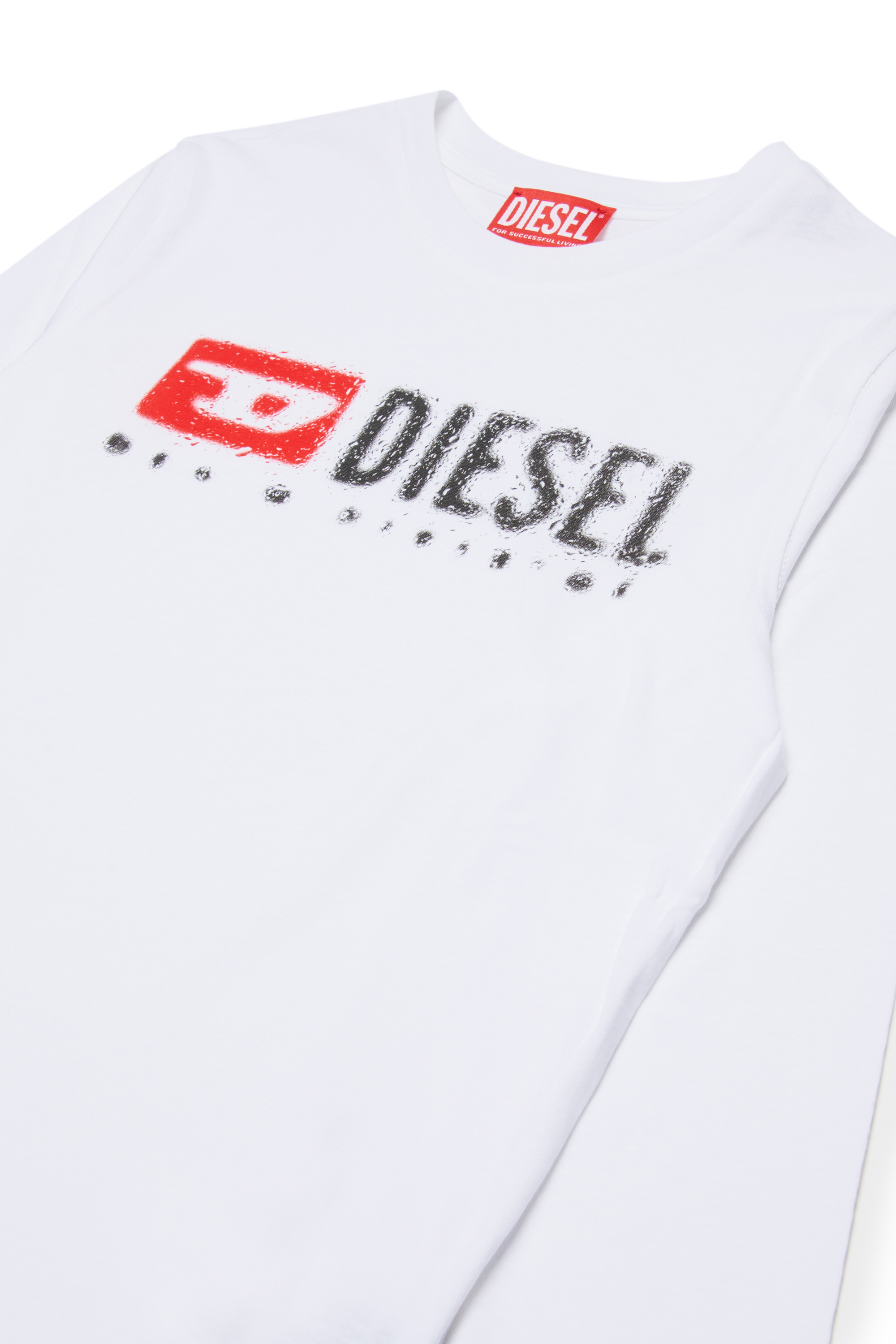Diesel - TDROPS, T-shirt girocollo in cotone con stampa logo Uomo in Bianco - 3