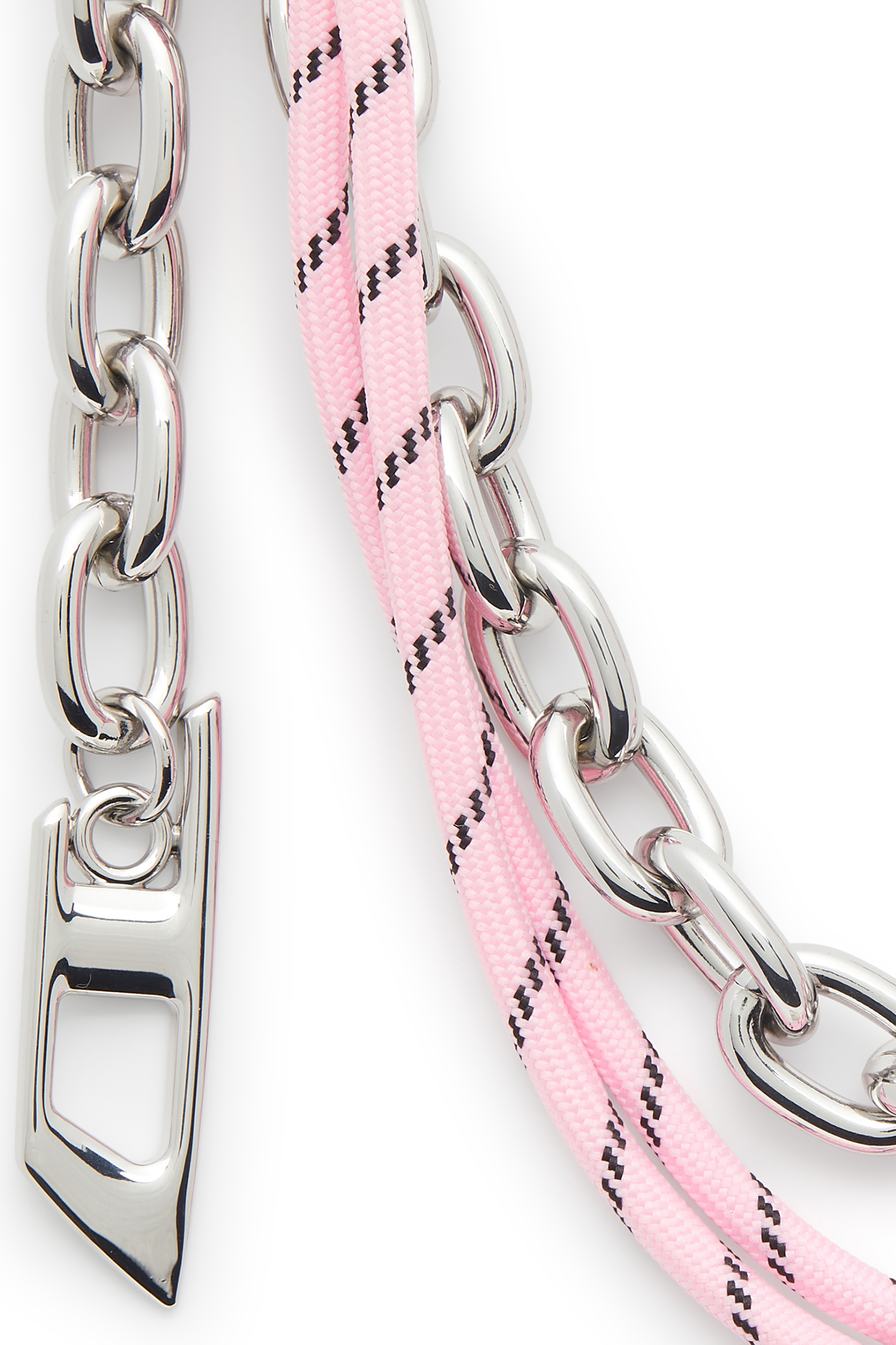 Diesel - CHAIN-D M, Woman's Metal charm with chain and rope detail in Silver/Pink - 2