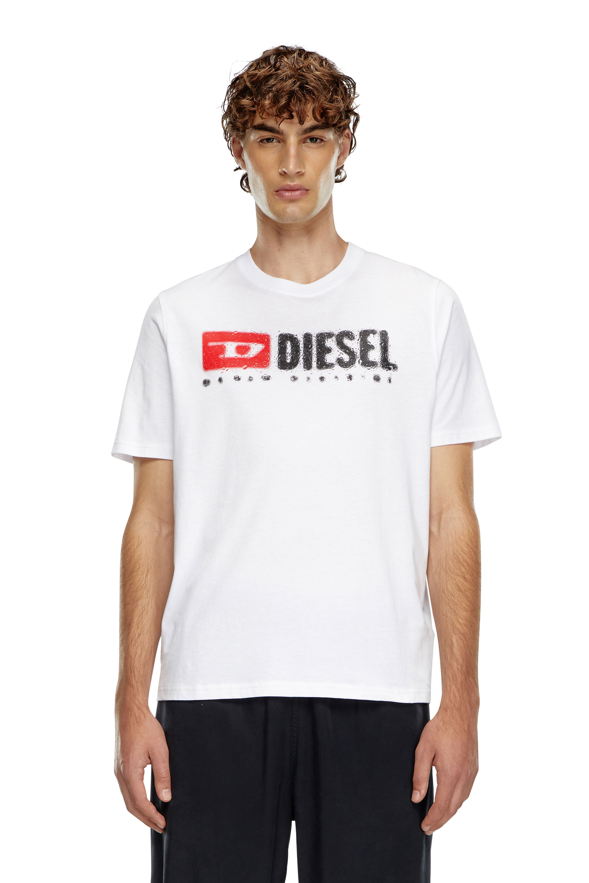 Diesel - T-ADJUST-K14, Uomo T-shirt con logo effetto acqua in Bianco - Image 1