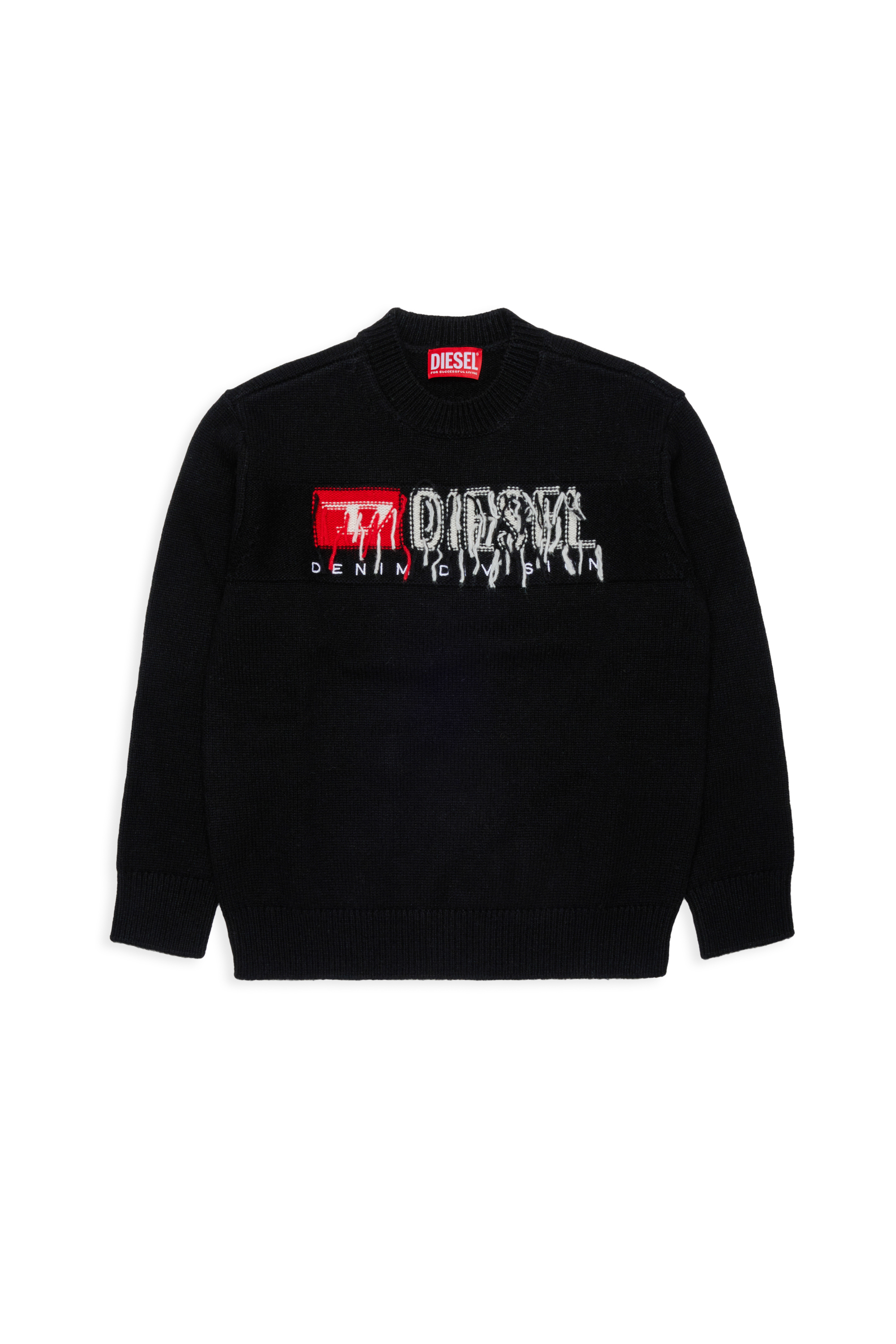 Diesel - KONZI OVER, Maglia in cachemire con logo destroyed Uomo in Nero - 1