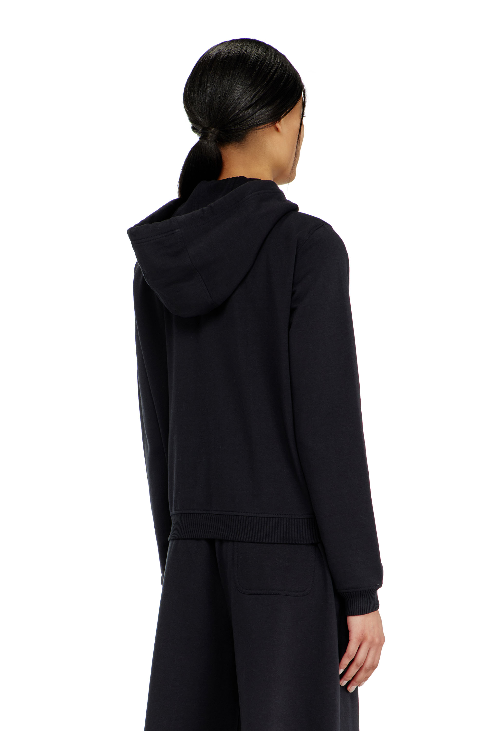 Diesel - HARRIET-D-CORE, Felpa con cappuccio in misto cotone smerigliato Donna in Nero - 3
