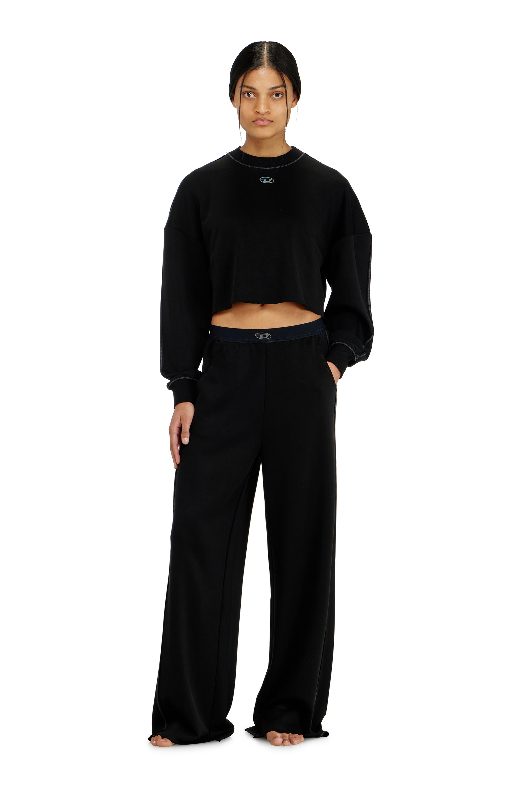 Diesel - BLAKE-UTLT, Crop top in scuba leggero stretch Donna in Nero - 2