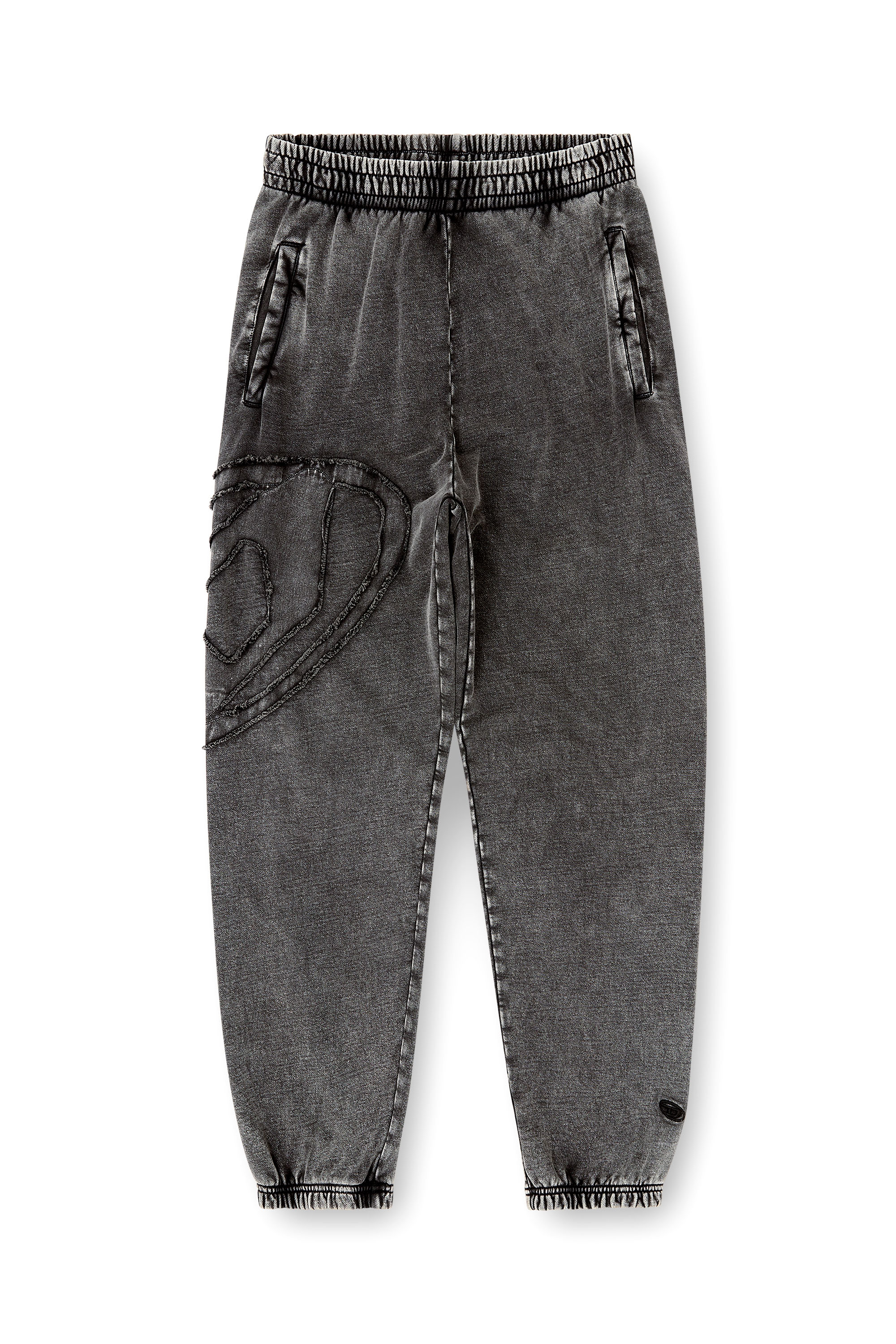 Diesel - P-MARKY-DEN, Pantaloni da tuta in cotone biologico con patch Oval D Uomo in Grigio - 3