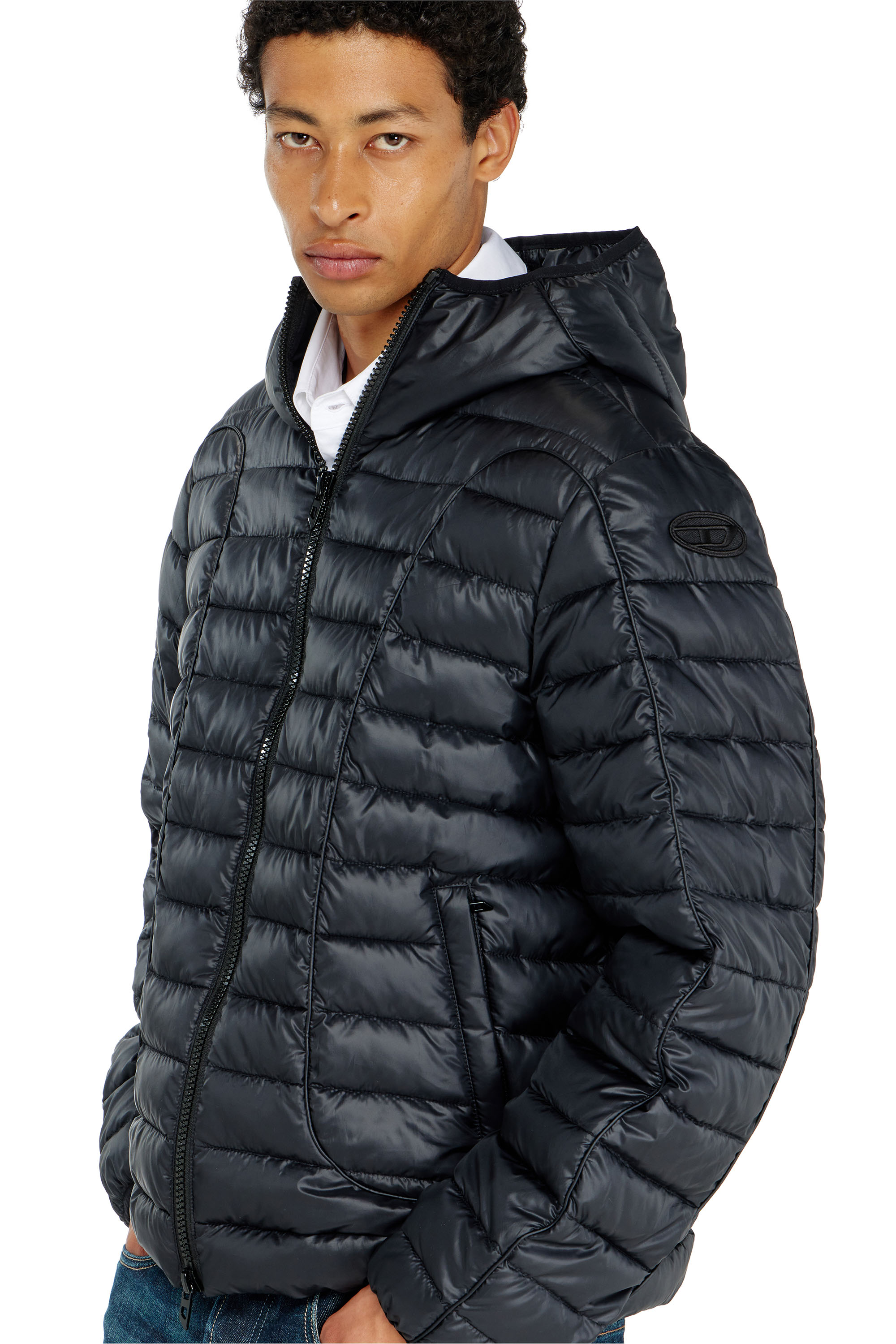 Diesel - W-STONE-WRD, Piumino con profili tono su tono Uomo in Nero - 5