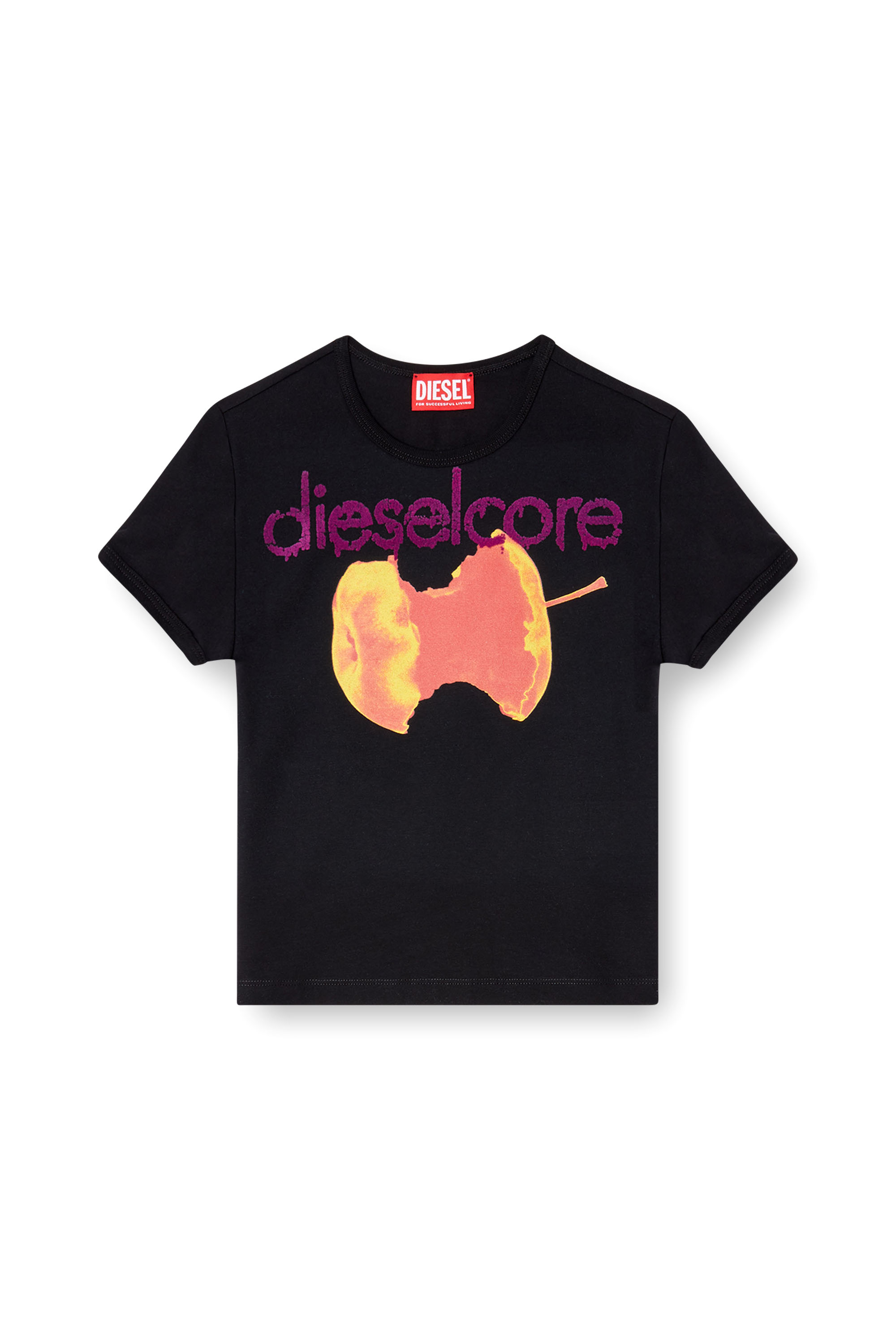 Diesel - T-UNCUTIES-SHORT-Q2, T-shirt con logo Diesel Core Donna in Nero - 3