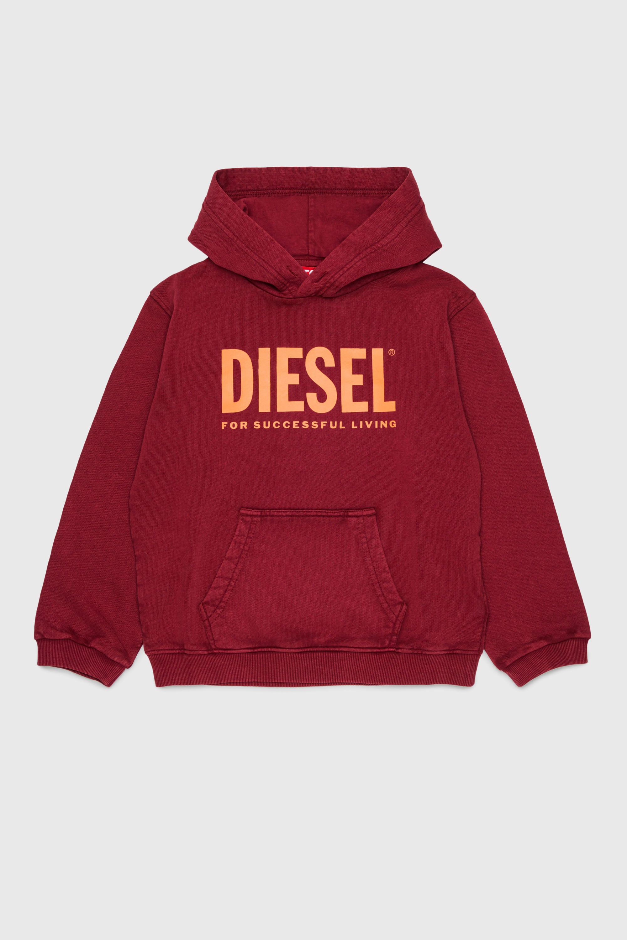 Diesel - STISEL OVER, Hoodie con maxi stampa logo Uomo in Rosso - 1