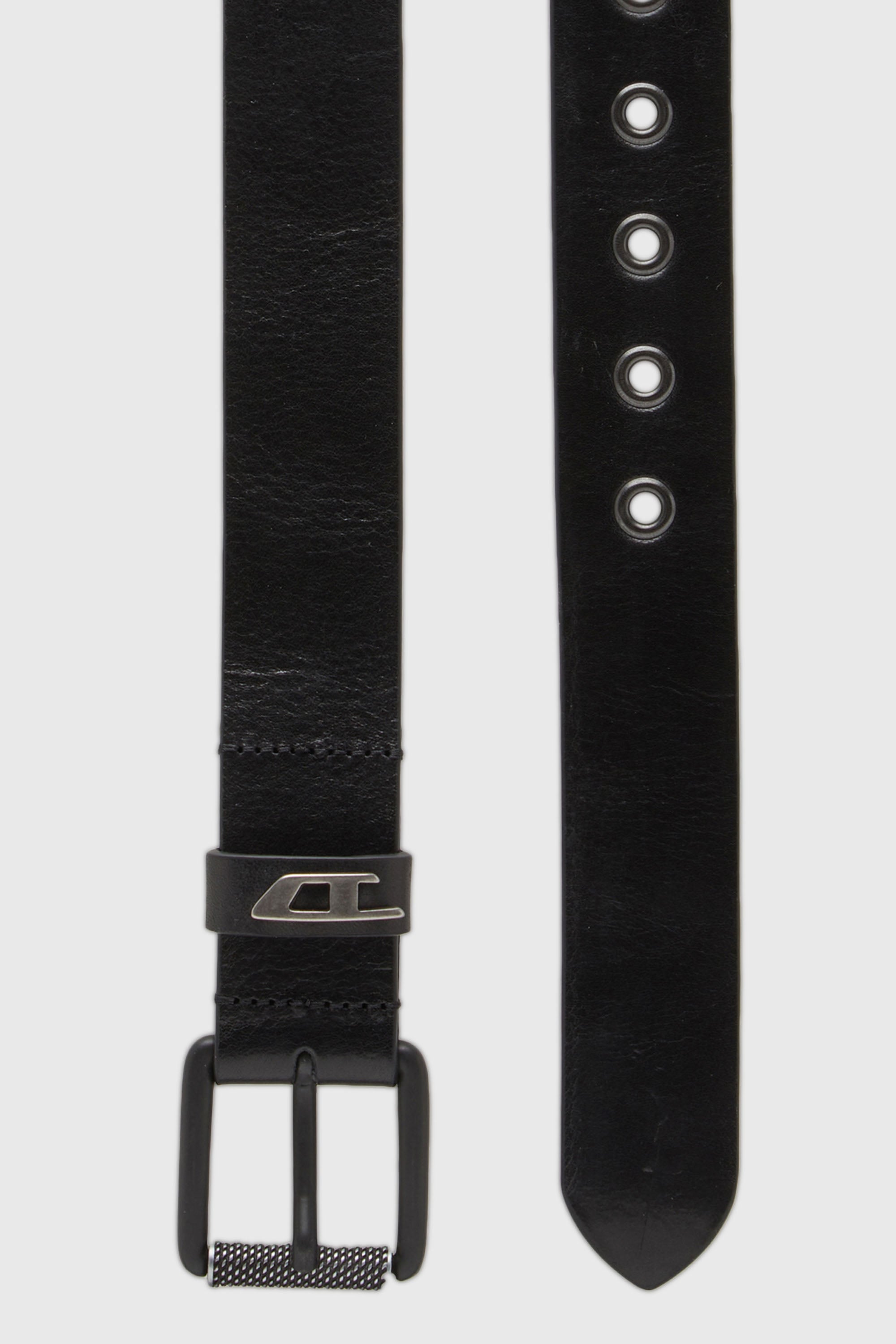 Diesel - B-DAVE II, Cintura 3.5 cm in pelle lucida con passante con logo Uomo in Nero - 2