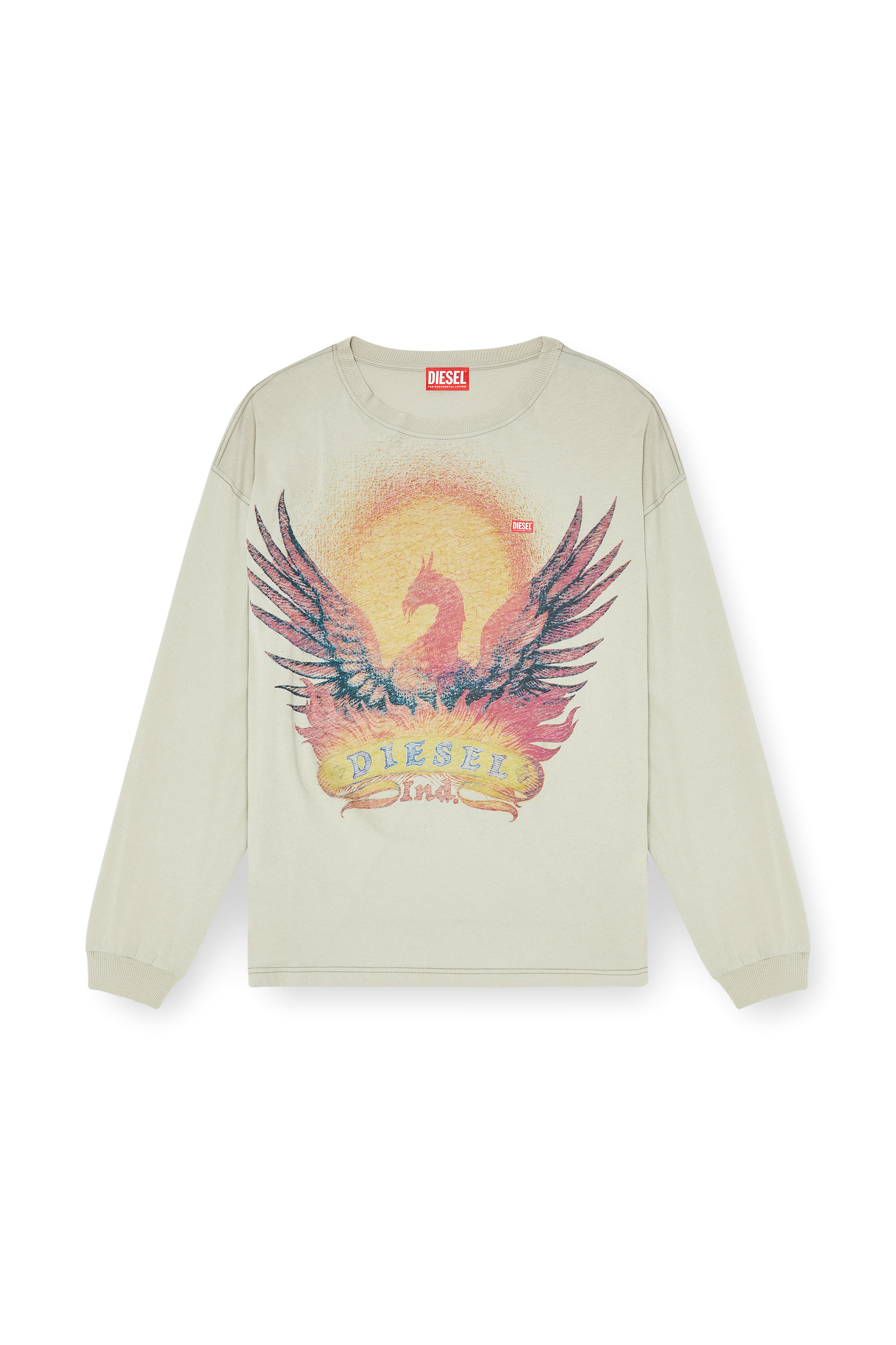 Diesel - T-BOXT-LS-AA1, T-shirt a manica lunga con grafica Phoenix Uomo in Beige - 3
