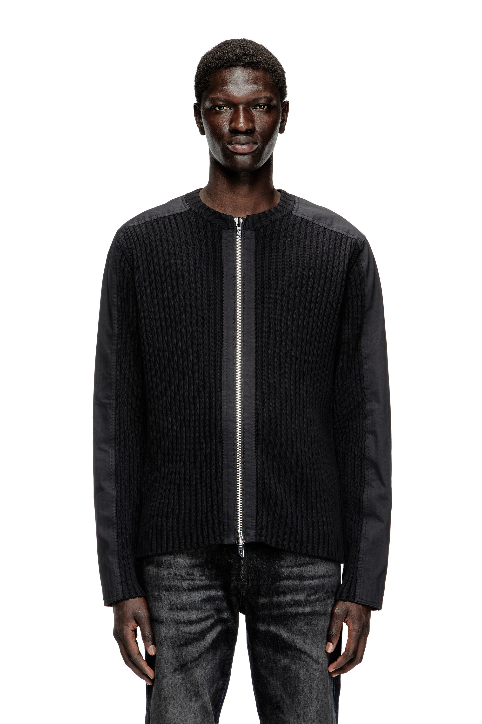 Diesel - K-MATTY, Cardigan con zip e pannelli utility Uomo in Nero - 3