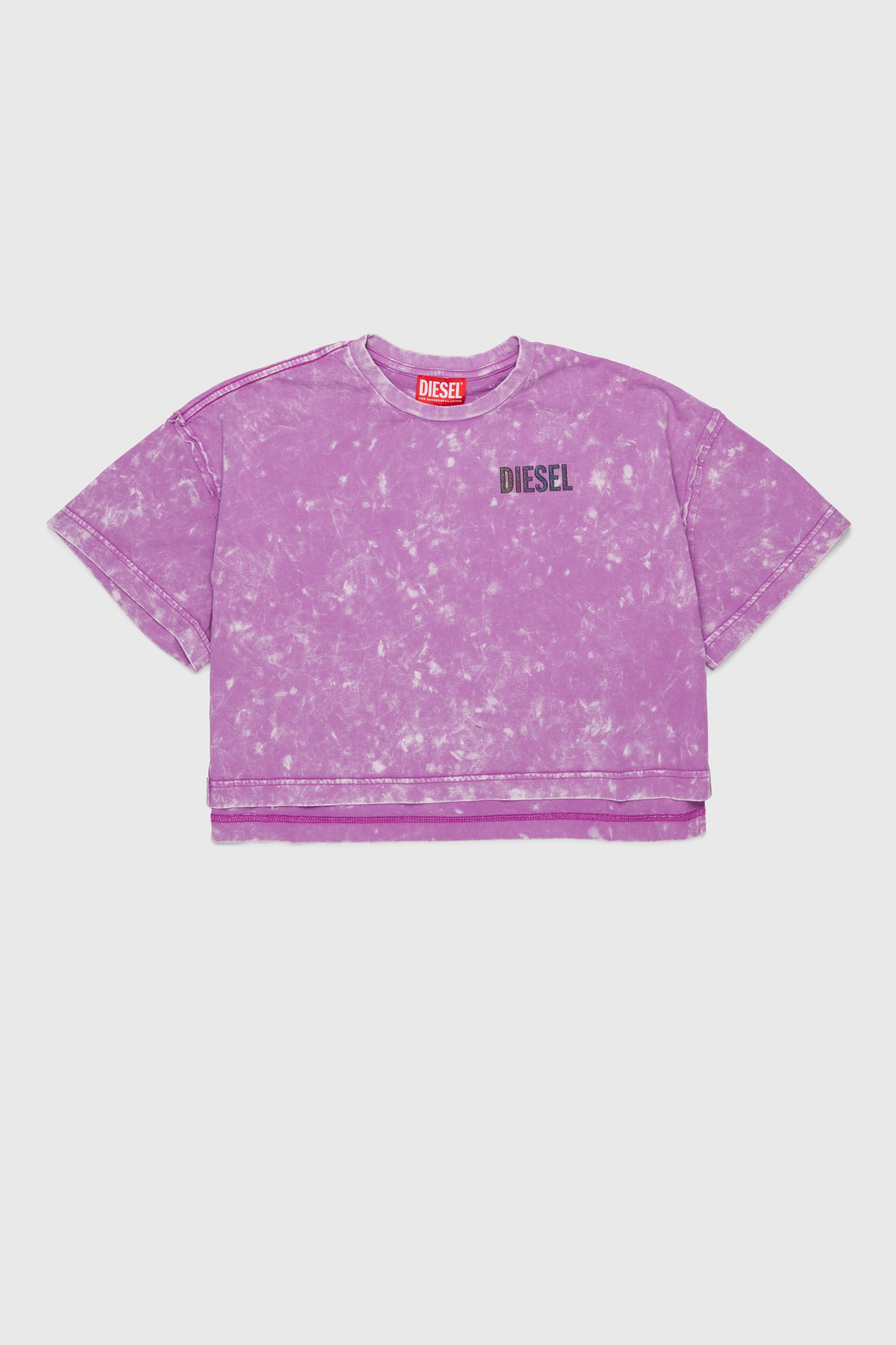 Diesel - TLOXY, T-shirt cropped con effetto tie-dye Donna in Viola - 1