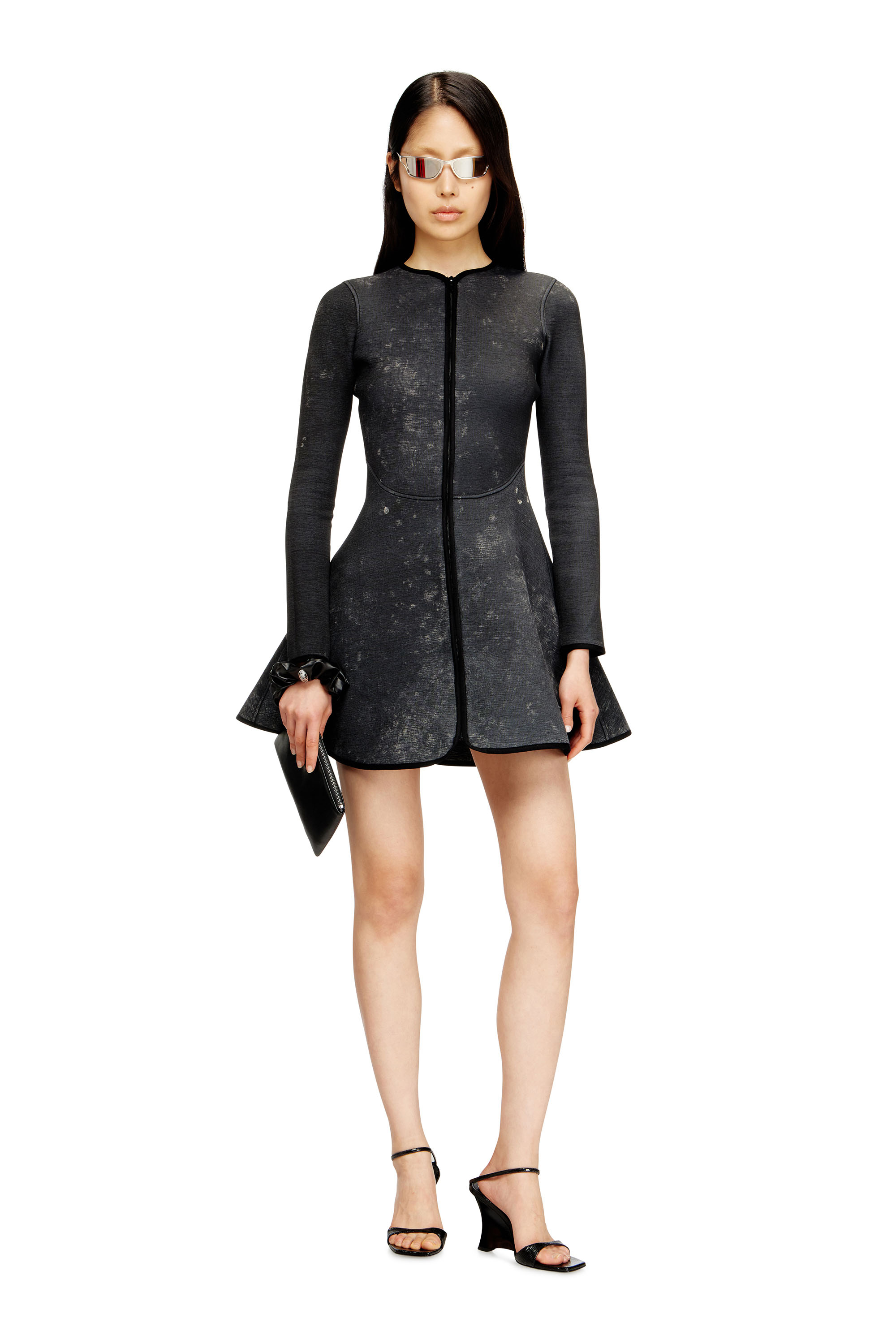 Diesel - D-EOPRE, Abito corto in scuba marmorizzato Donna in Grigio - 2