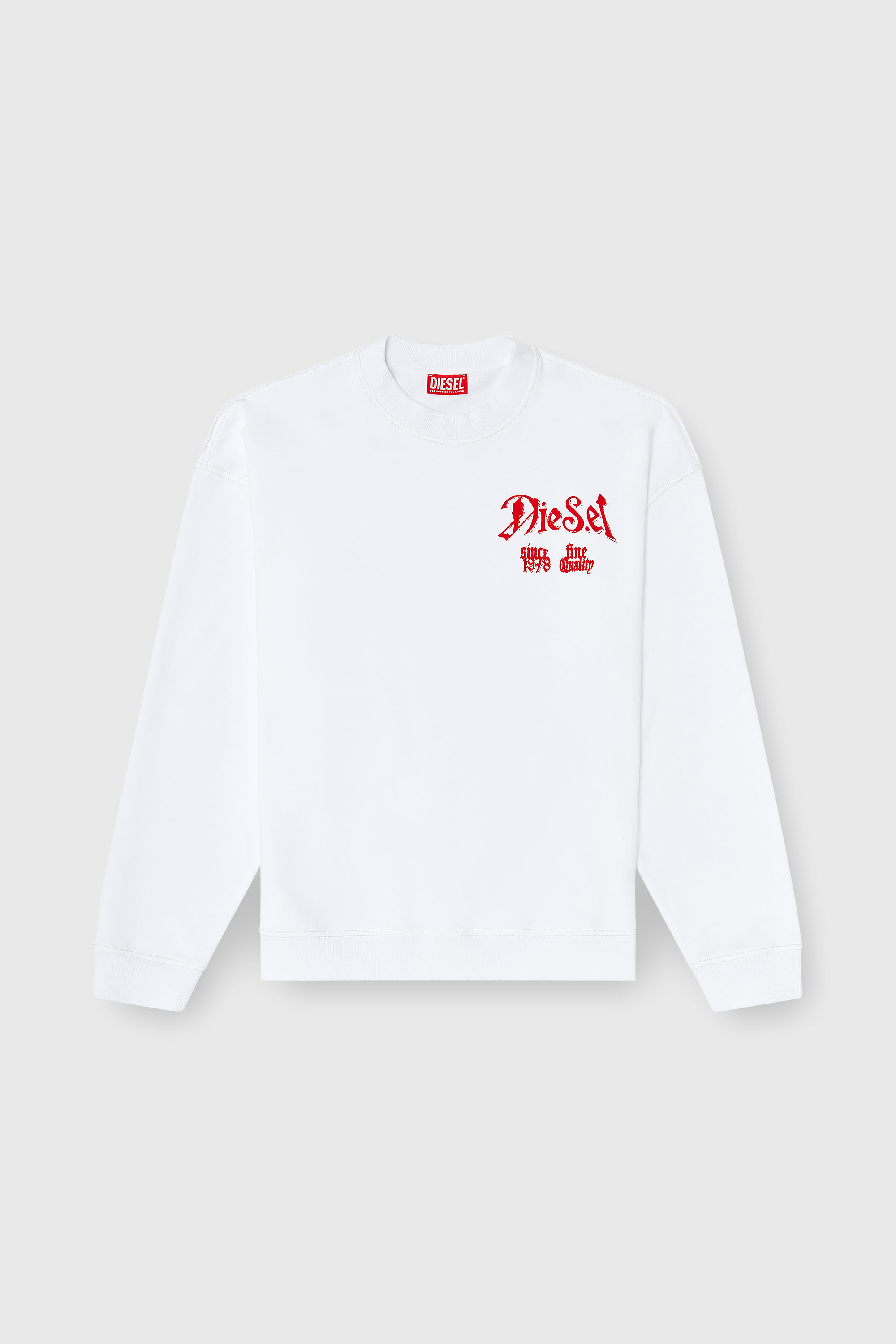 Diesel - S-BOXT-AA2, Felpa in cotone con grafiche effetto floccato Uomo in Bianco - 2