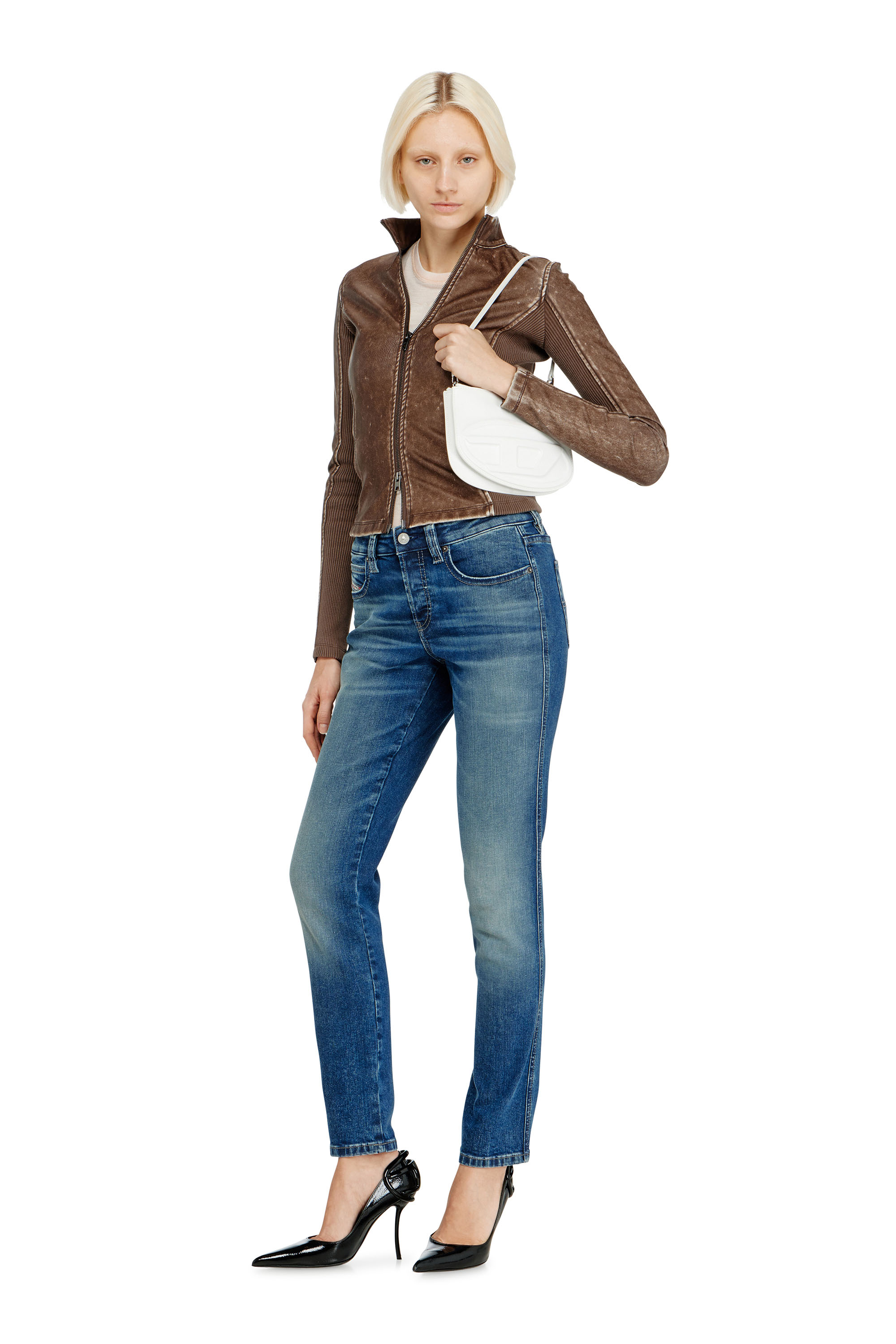 Diesel - 1DR TWIN, 1DR Twin-Borsa a spalla con due tasche in pelle stampata Donna in Bianco - 2