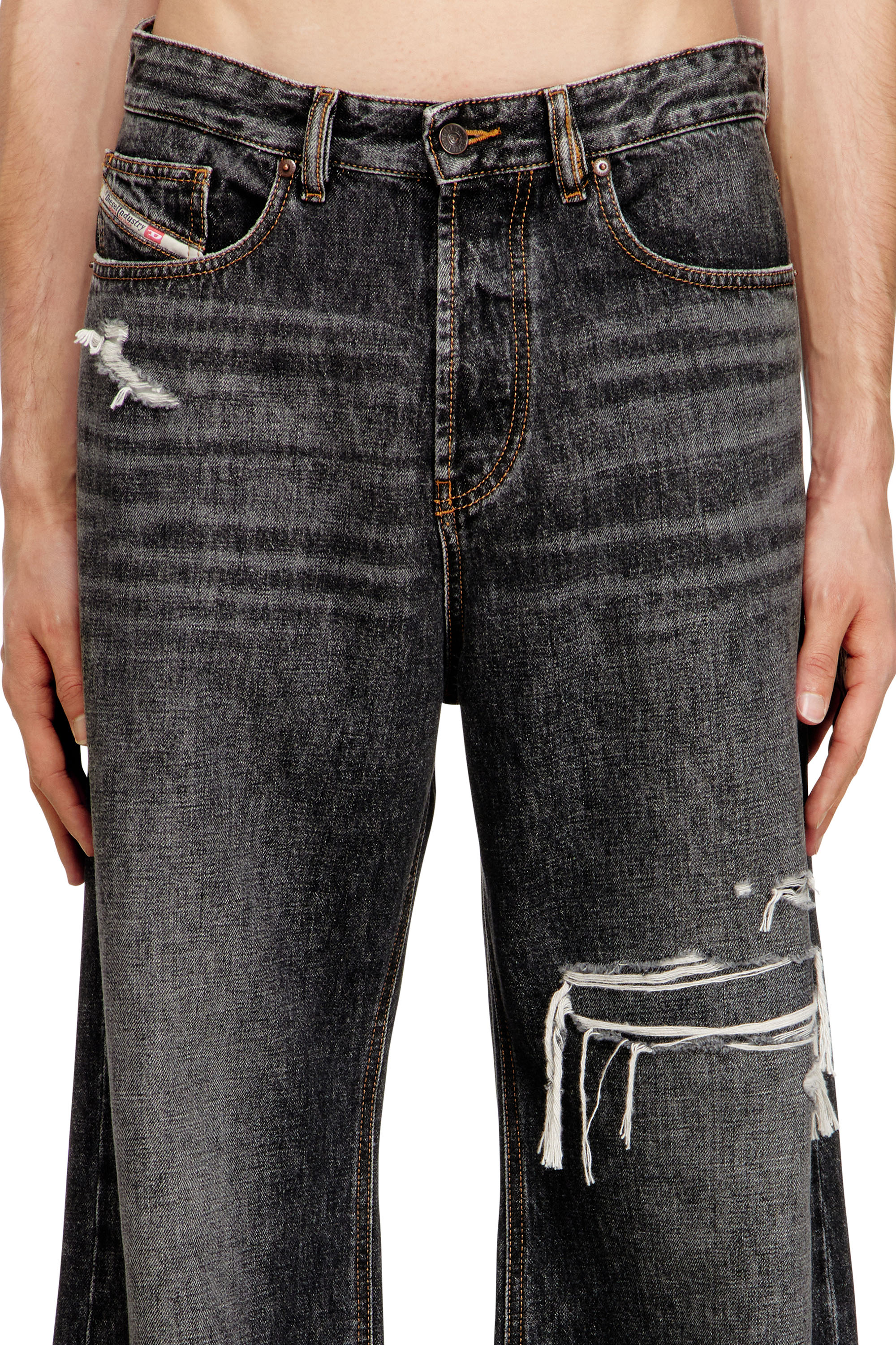 Diesel - Relaxed Jeans D-Rise 007DN Uomo, Nero/Grigio scuro - Image 4