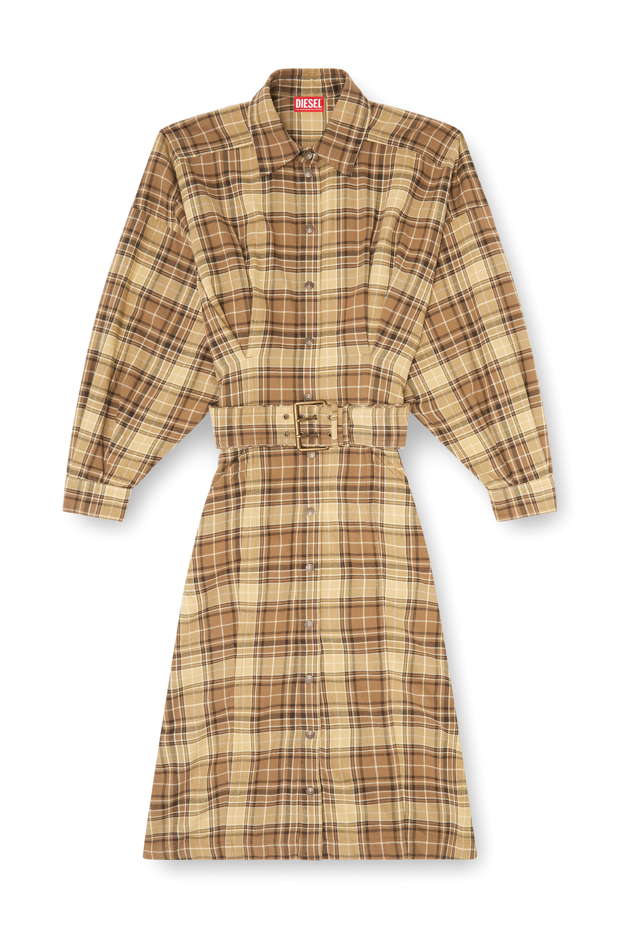 Diesel - D-EDALUS, Abito midi in flanella a quadri con cintura wide Donna in ToBeDefined - 1