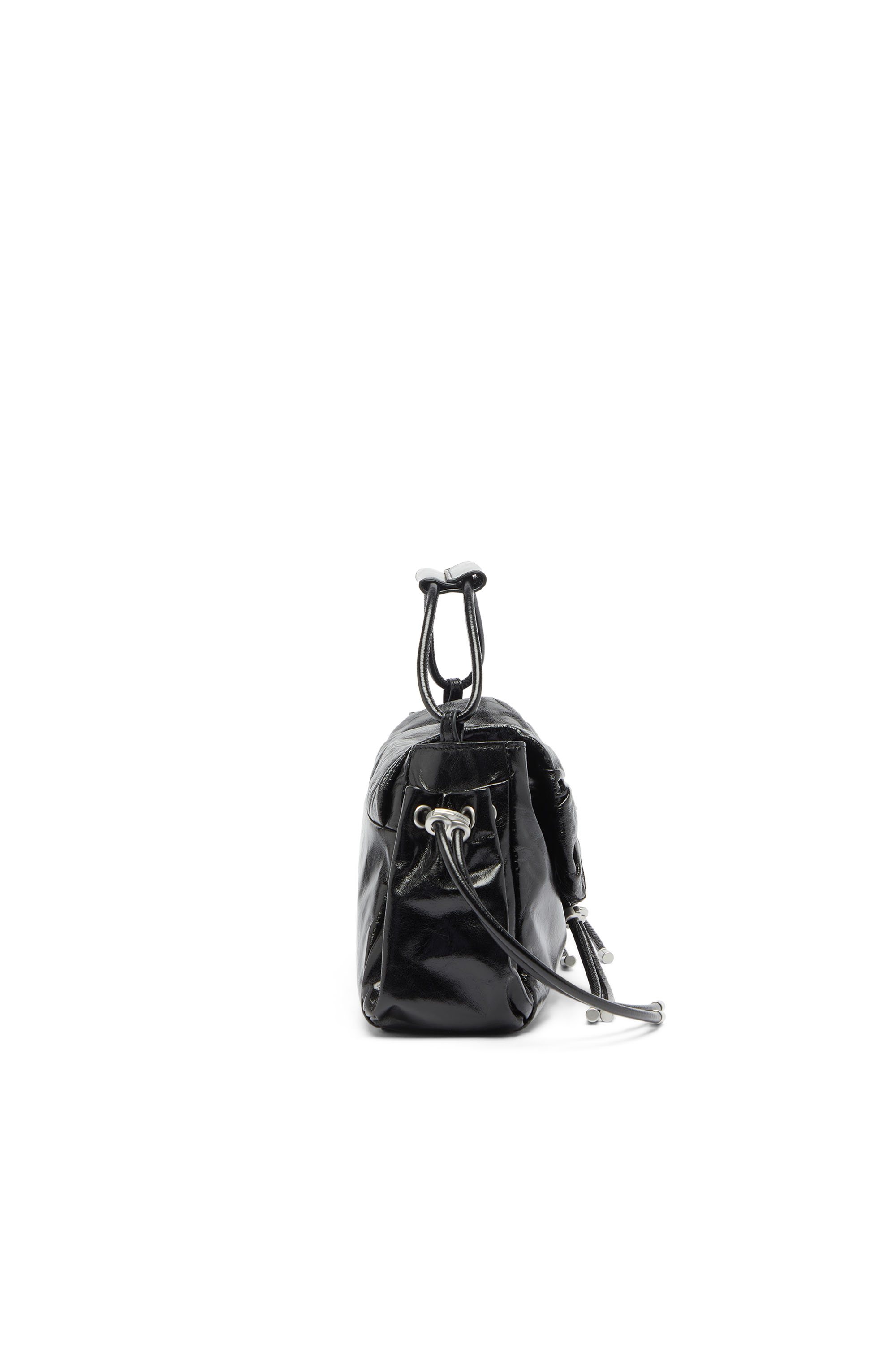 Diesel - SCRUNCH-D TOP HANDLE, Scrunch-D - Borsa a mano in pelle lucida effetto stropicciato Donna in Nero - 4