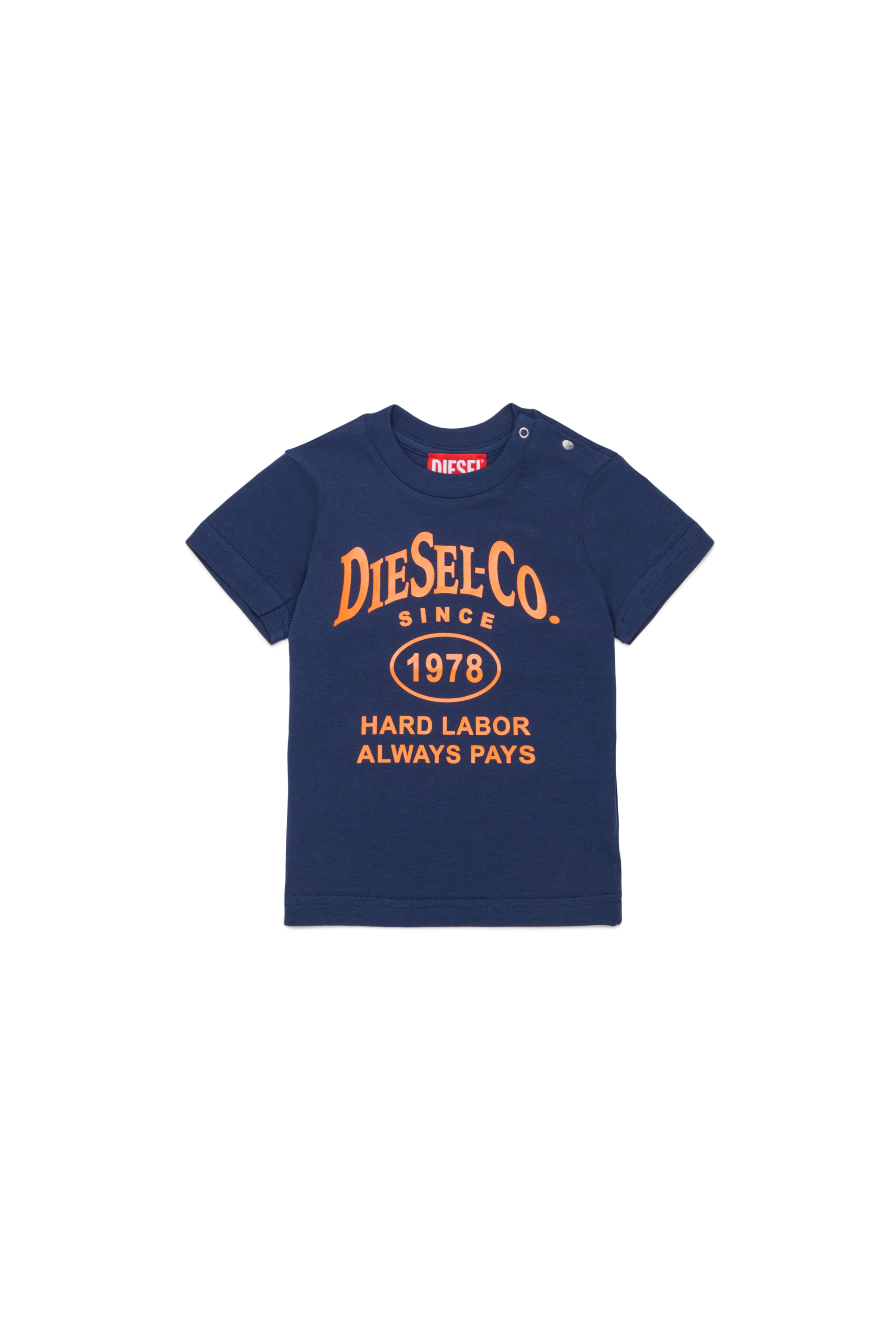 Diesel - TSINB, T-shirt in cotone con stampa slogan Uomo in Blu - 1