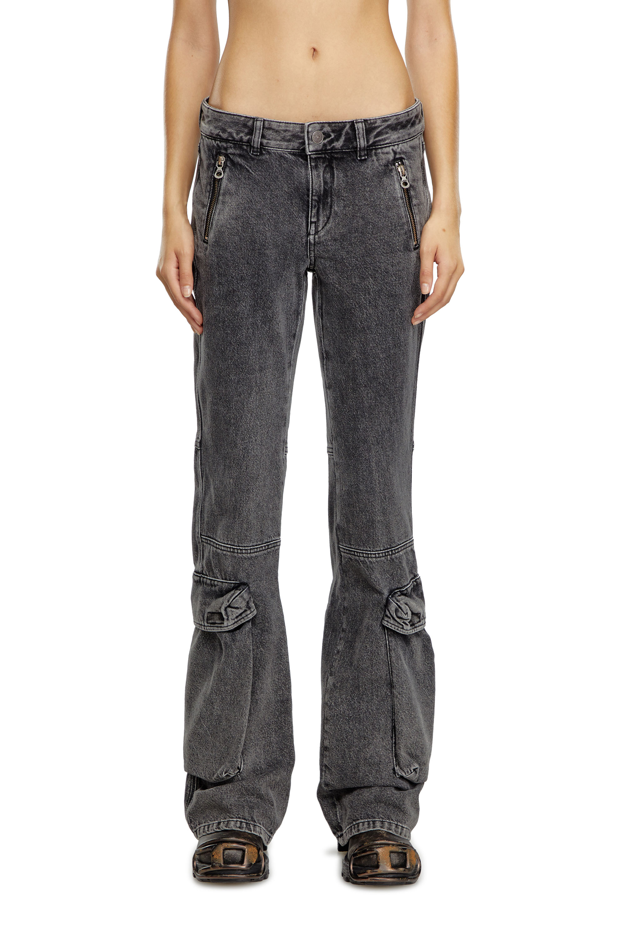 Diesel - Bootcut Jeans D-Poky 0CBDH Donna, Nero/Grigio scuro - Image 1