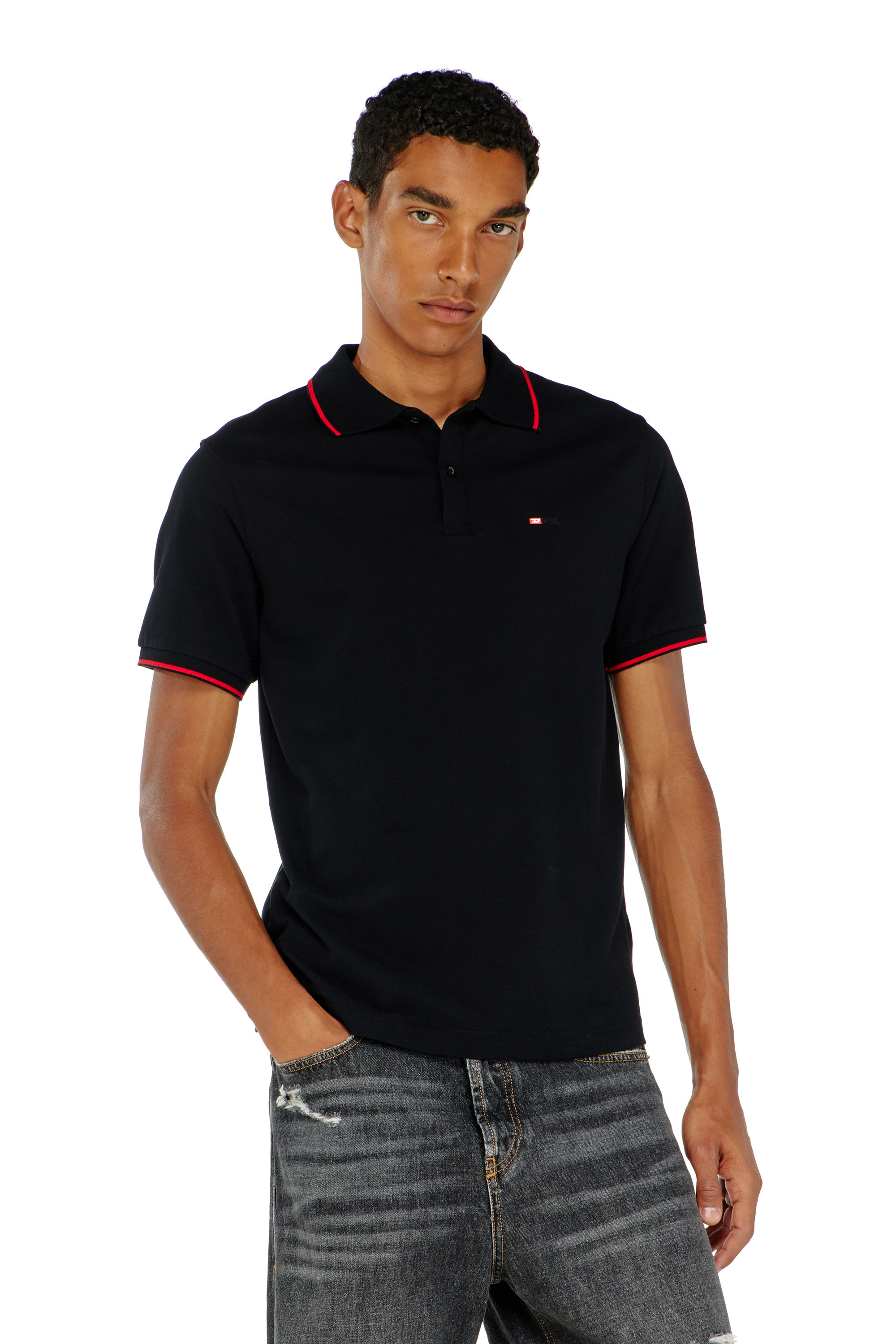 Diesel - T-FERRY-MICRODIV, Polo con micro ricamo Diesel Uomo in Nero - 1