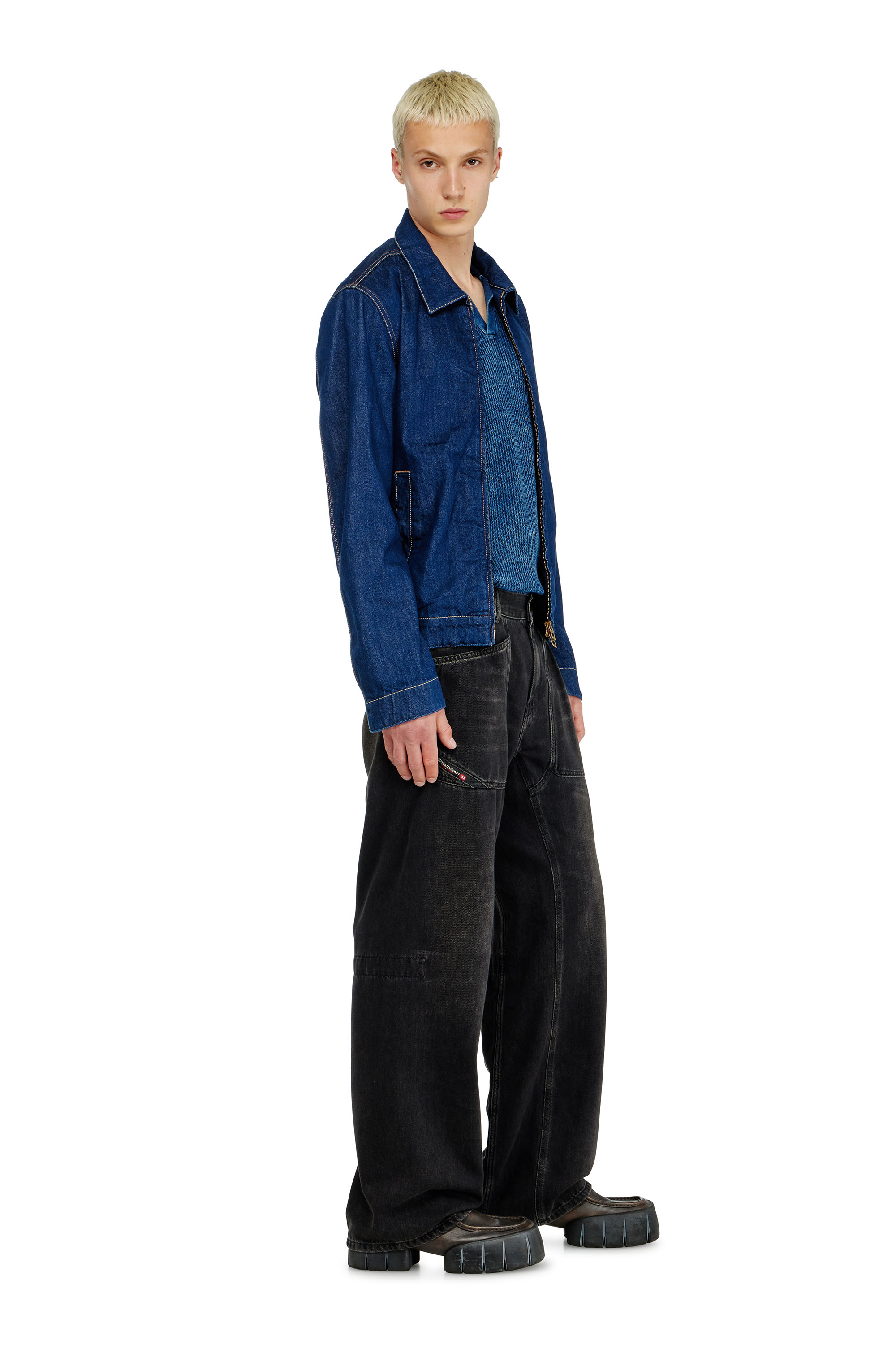 Diesel - Man's Relaxed Jeans D-Zeta 09J96, Black/Dark grey - 3