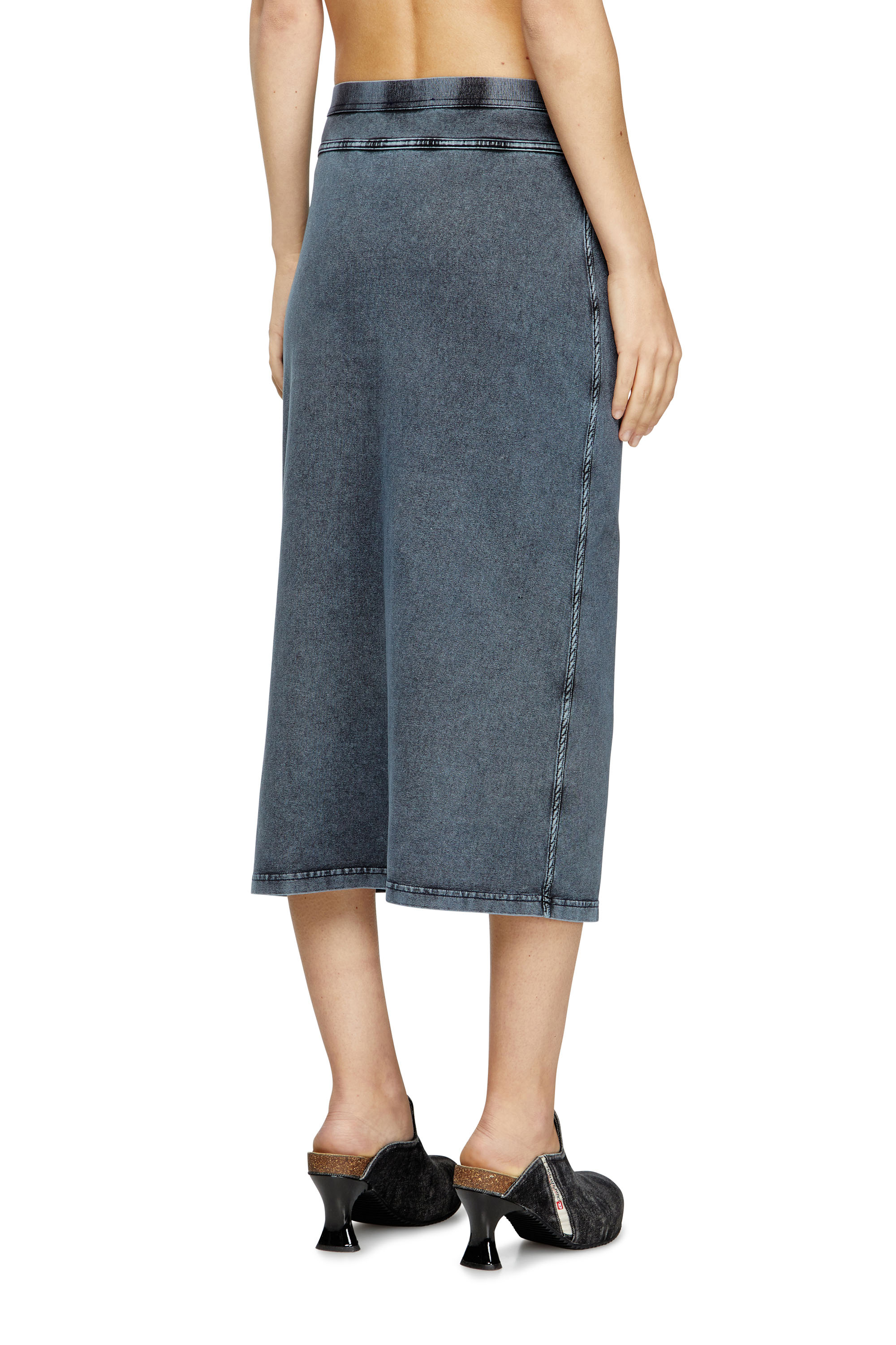 Diesel - O-ALLINE, Gonna midi in jersey effetto denim Donna in Blu - 4