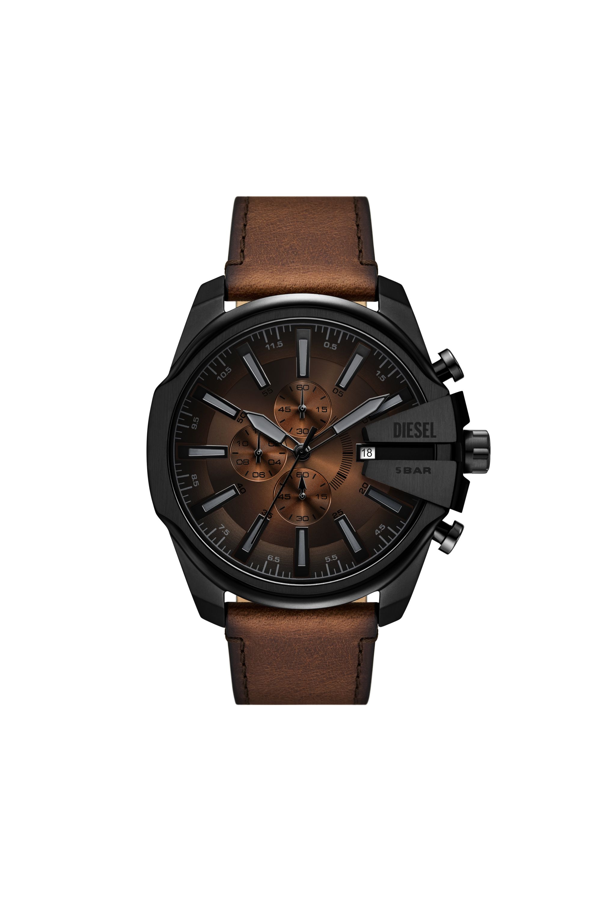 Diesel - DZ4692 WATCH, Orologio Mega Chief Slim in pelle marrone Uomo in Marrone - 1