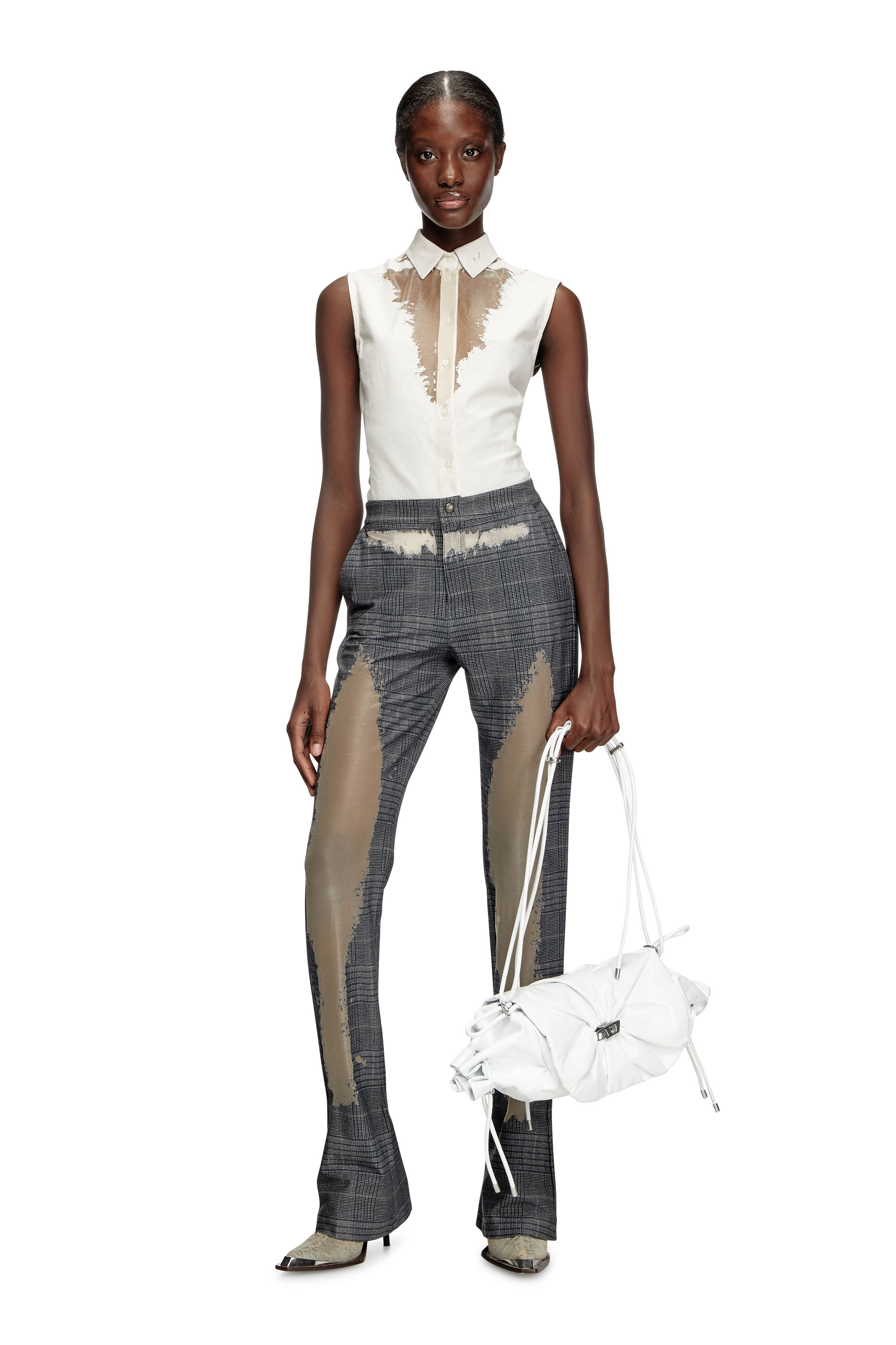 Diesel - SCRUNCH-D SHOULDER M, Scrunch-D M-Borsa a spalla in pelle lucida Donna in Bianco - 2