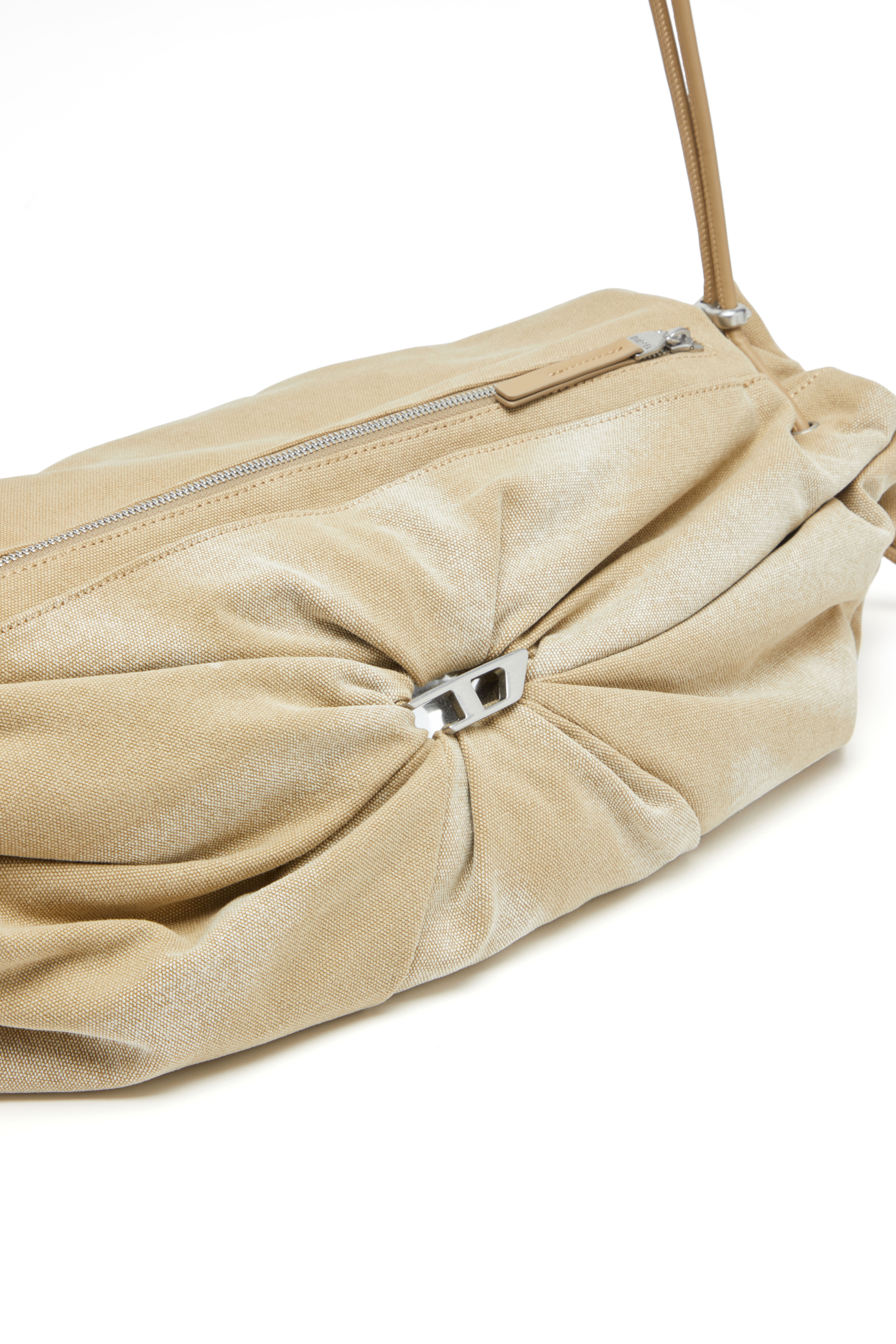 Diesel - SCRUNCH-D CROSSBODY L, Scrunch-D L-Borsa arricciata in tela trattata Donna in Beige - 5