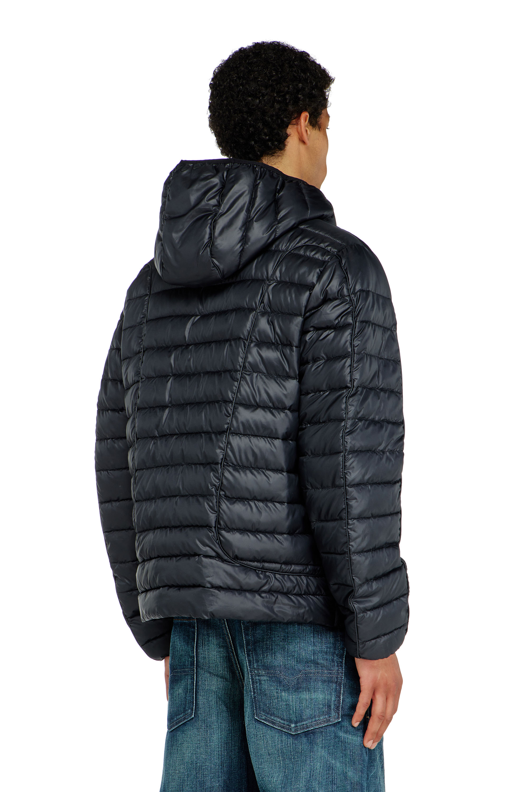 Diesel - W-STONE-WRD, Piumino con profili tono su tono Uomo in Nero - 4