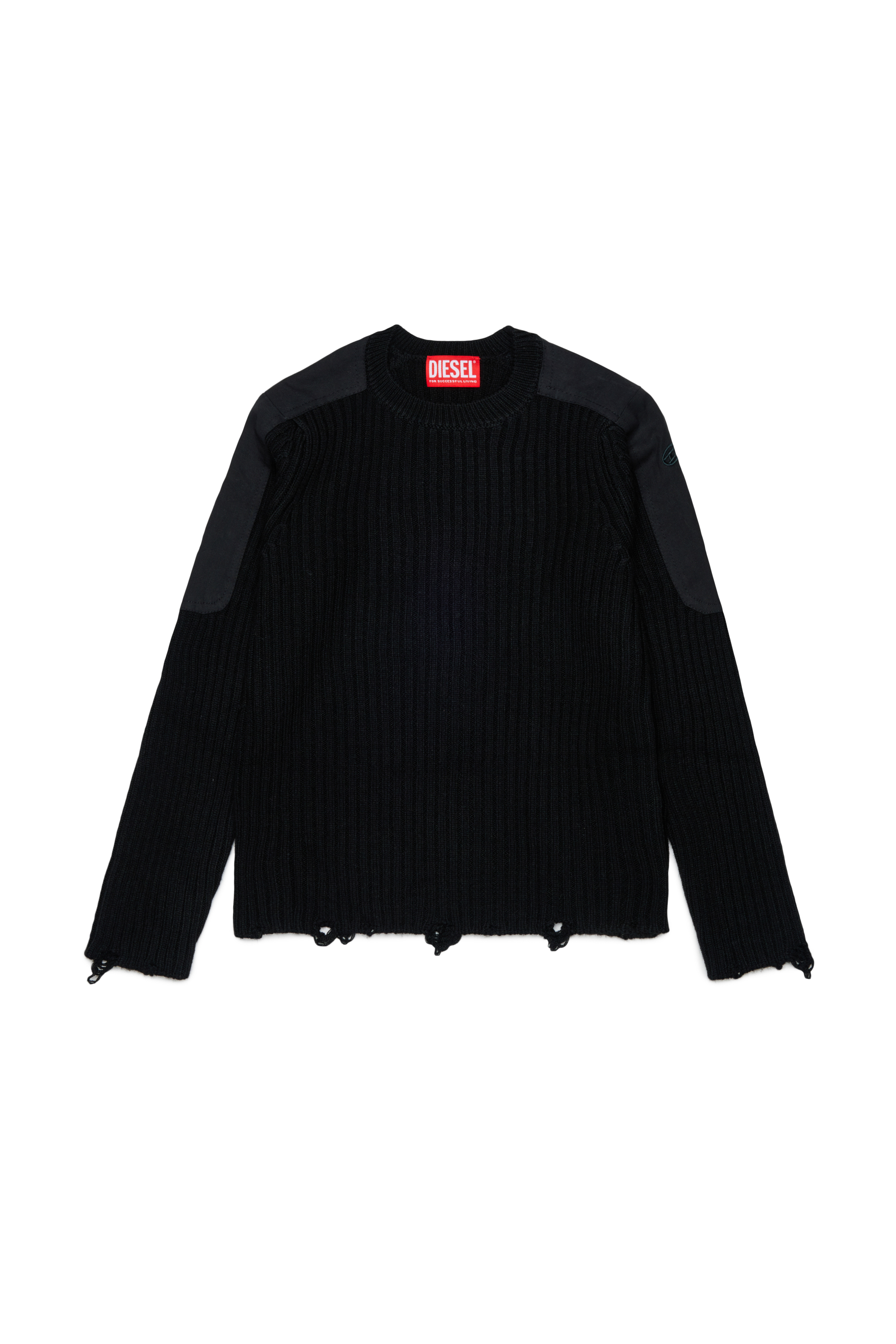 Diesel - KAMAR, Maglione effetto vissuto in misto lana Uomo in Nero - 1