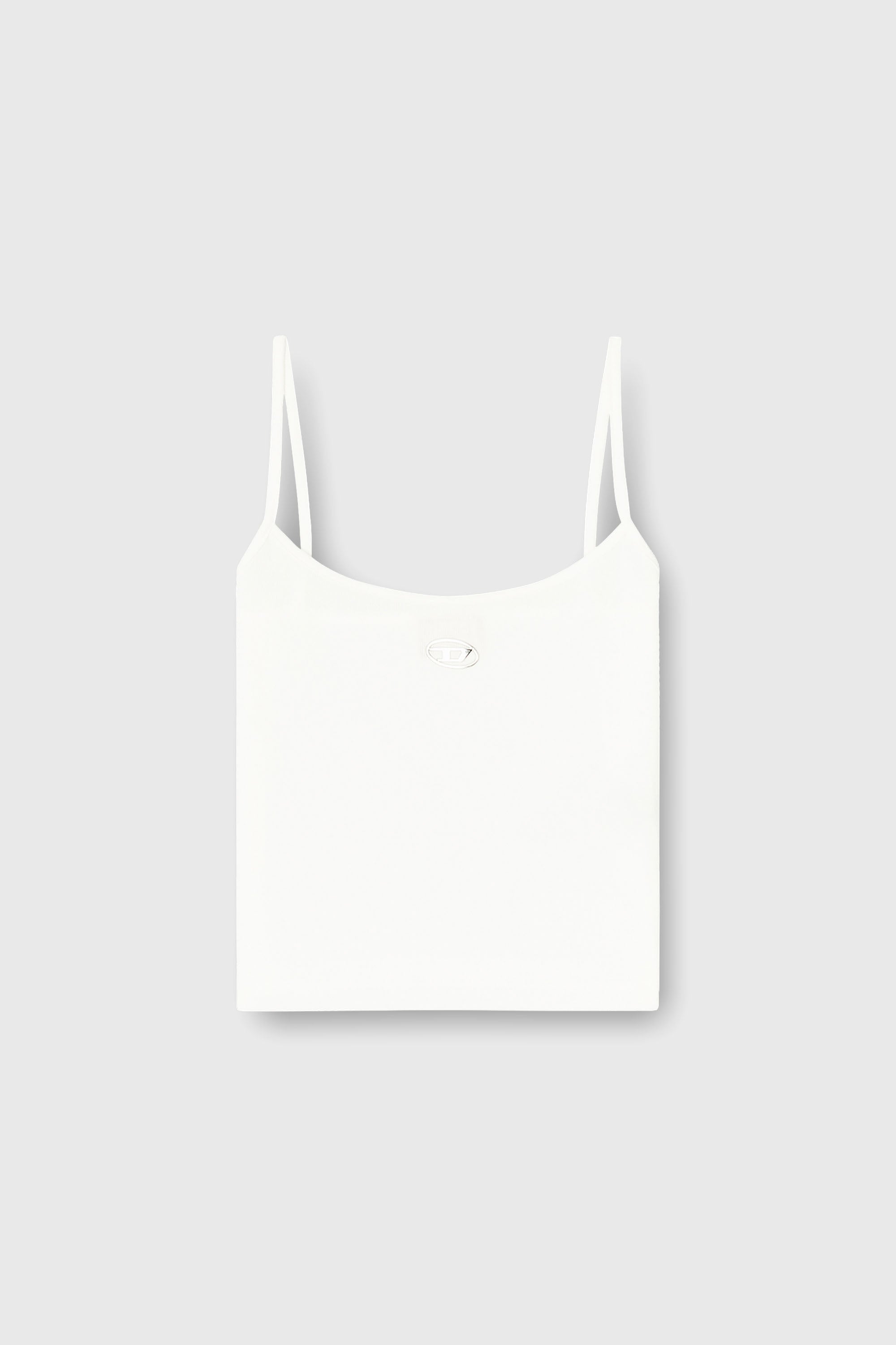 Diesel - T-HUPY-OD, Canotta a costine con Oval D metallizzato Donna in Bianco - 2