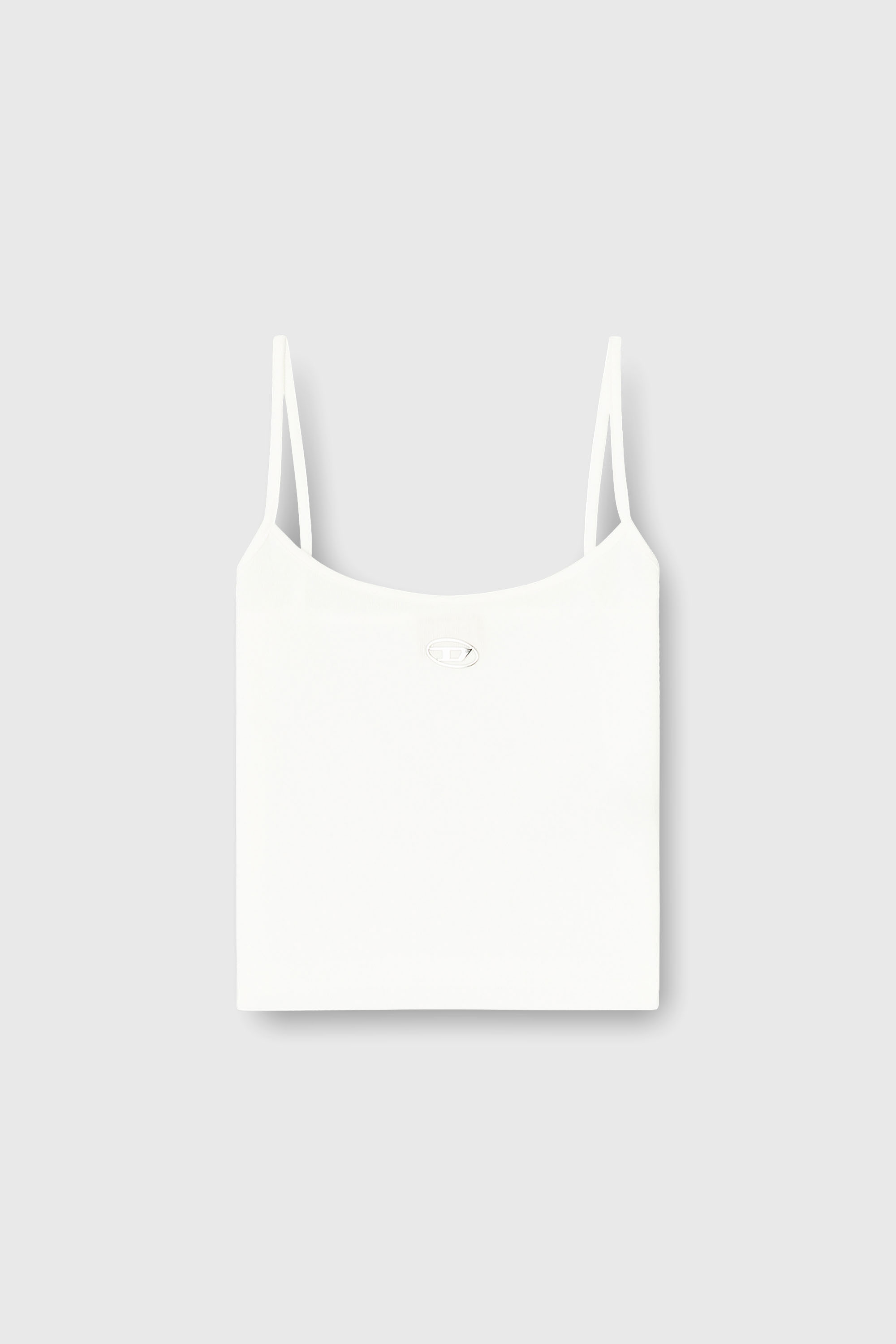 Diesel - T-HUPY-OD, Canotta a costine con Oval D metallizzato Donna in Bianco - 2