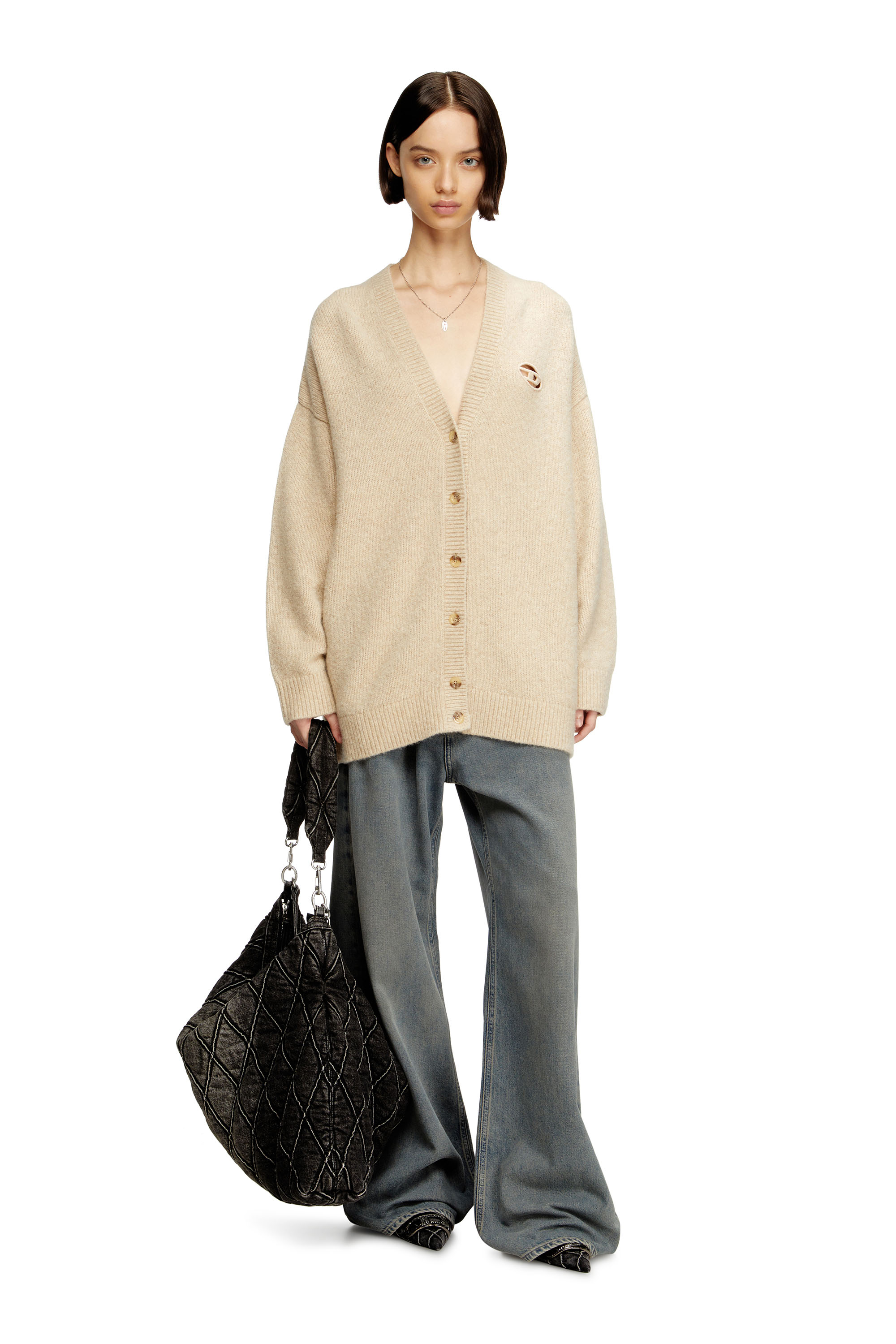 Diesel - M-AREELA, Cardigan in misto lana e alpaca Donna in Beige - 2