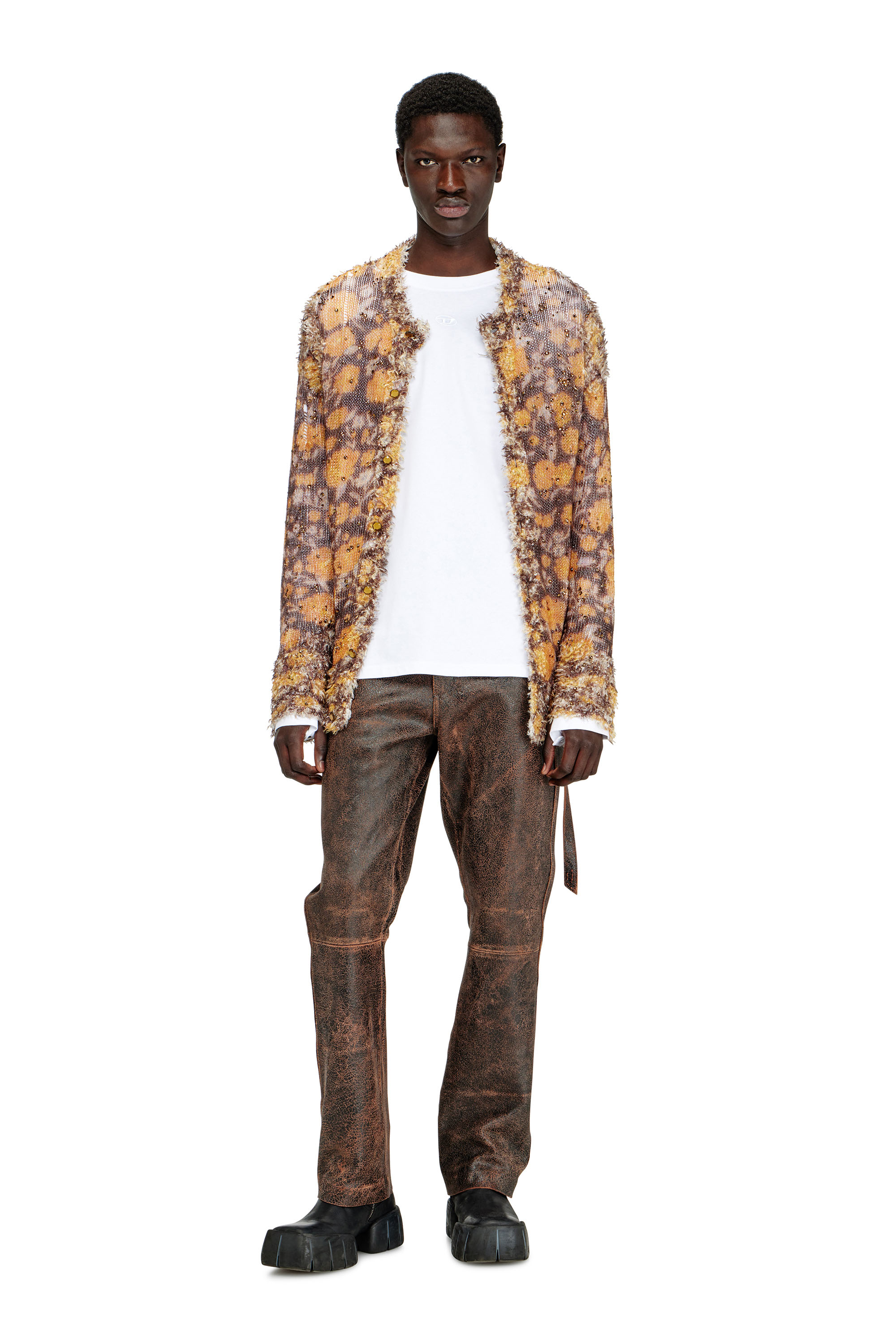 Diesel - T-KRISTIAN, T-shirt con polsino biker Uomo in Bianco - 1