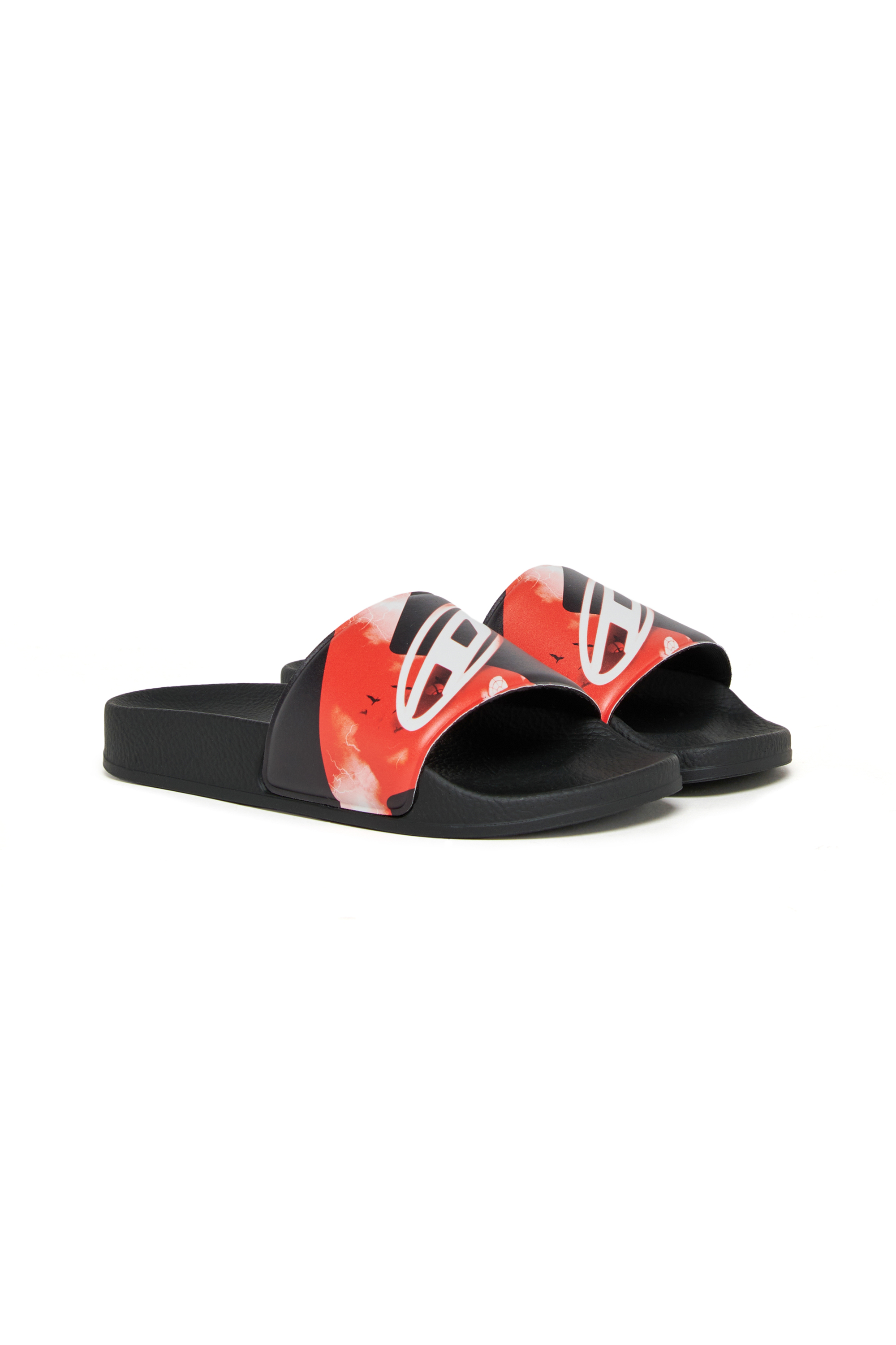 Diesel - SA-BWDIGF, Unisex's SA-BWDIGF-Slides with warped logo in Black - 2