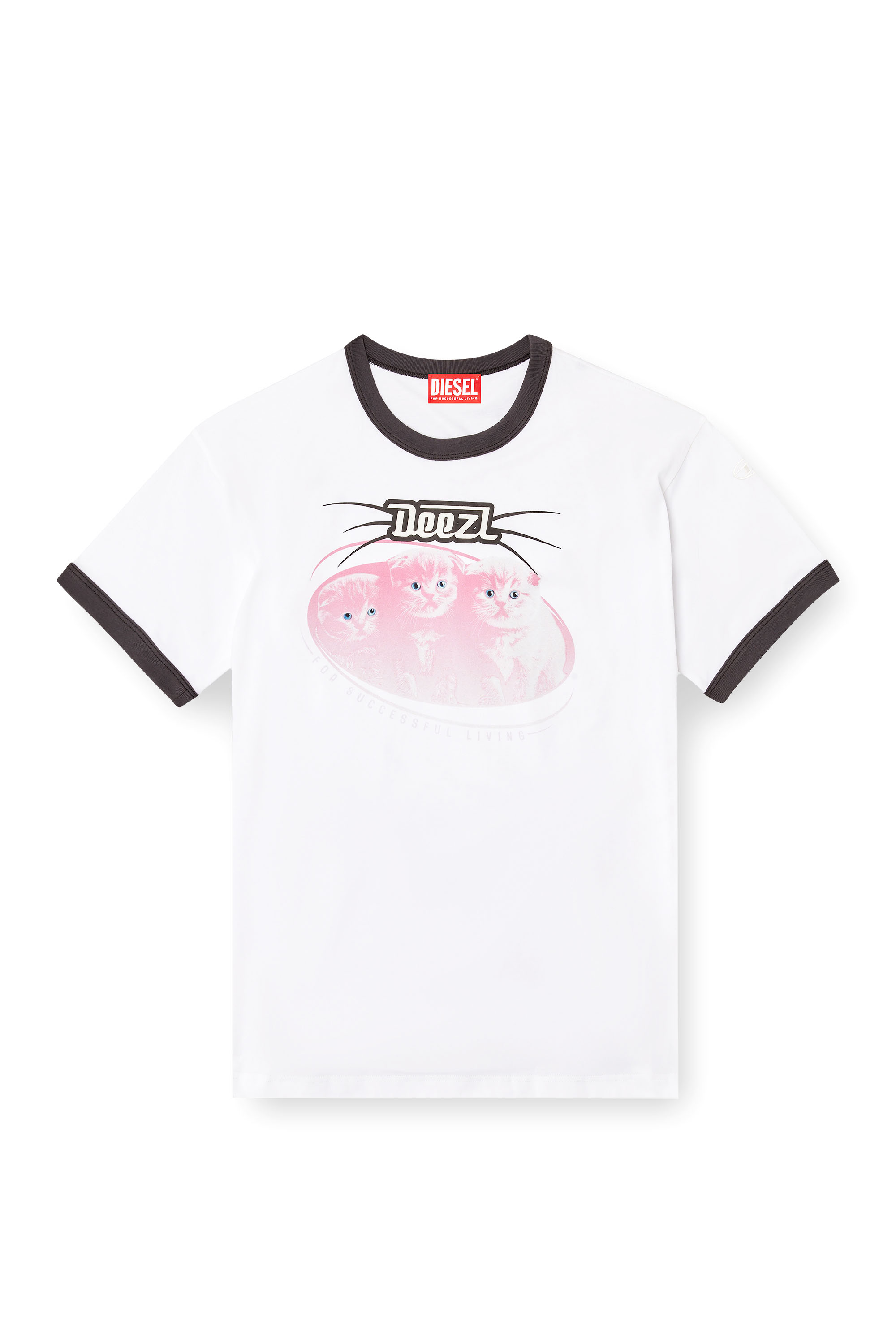 Diesel - T-NORM-CUFF, T-shirt in cotone con stampa digitale Uomo in Bianco - 2