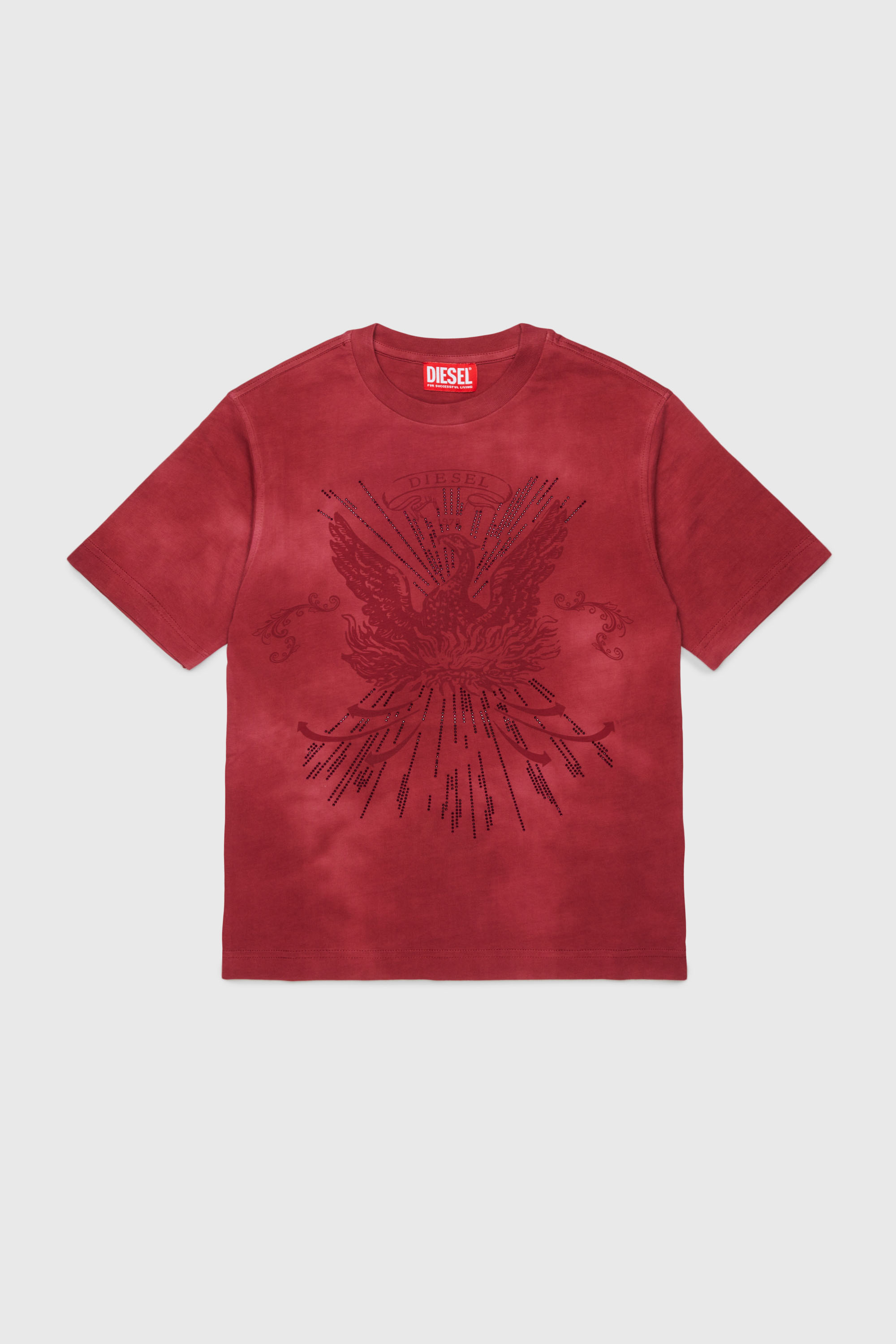 Diesel - TFIN OVER, T-shirt con motivo fenice decorato Uomo in Rosso - 1