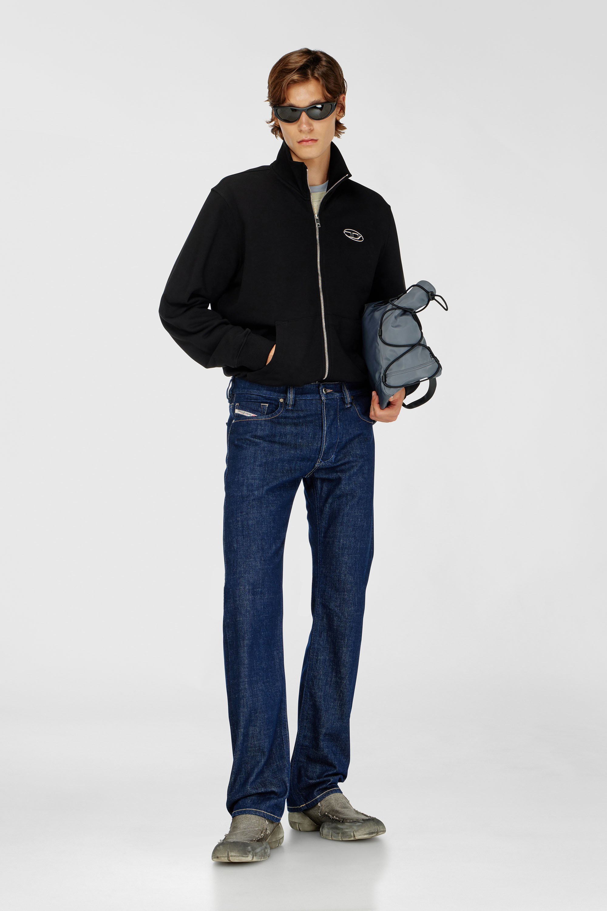 Diesel - S-GINNI-ZIP-OD, Felpa con zip e logo metallizzato Uomo in Nero - 2