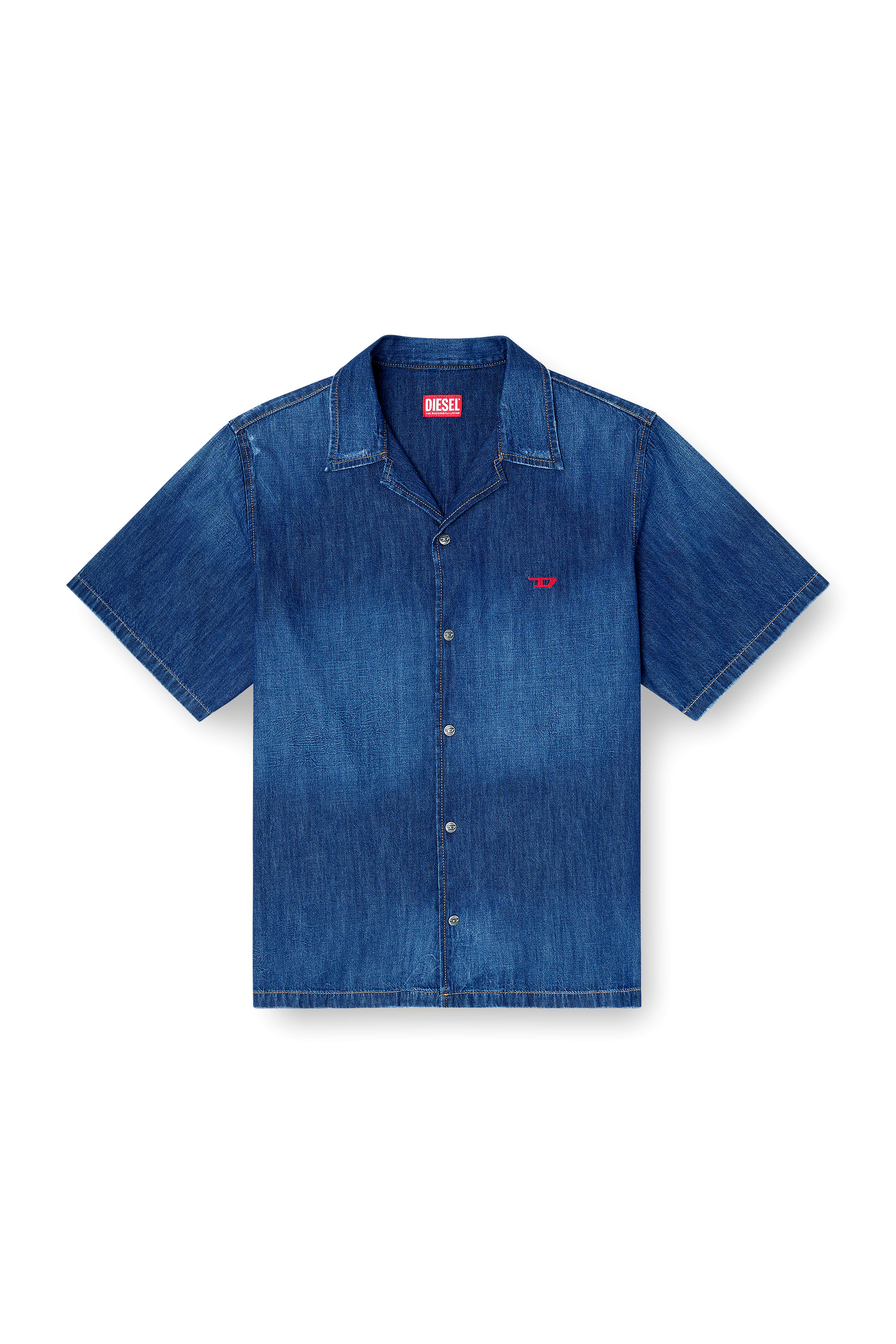 Diesel - D-NABIL-D, Camicia in denim a maniche corte Uomo in Blu - 3
