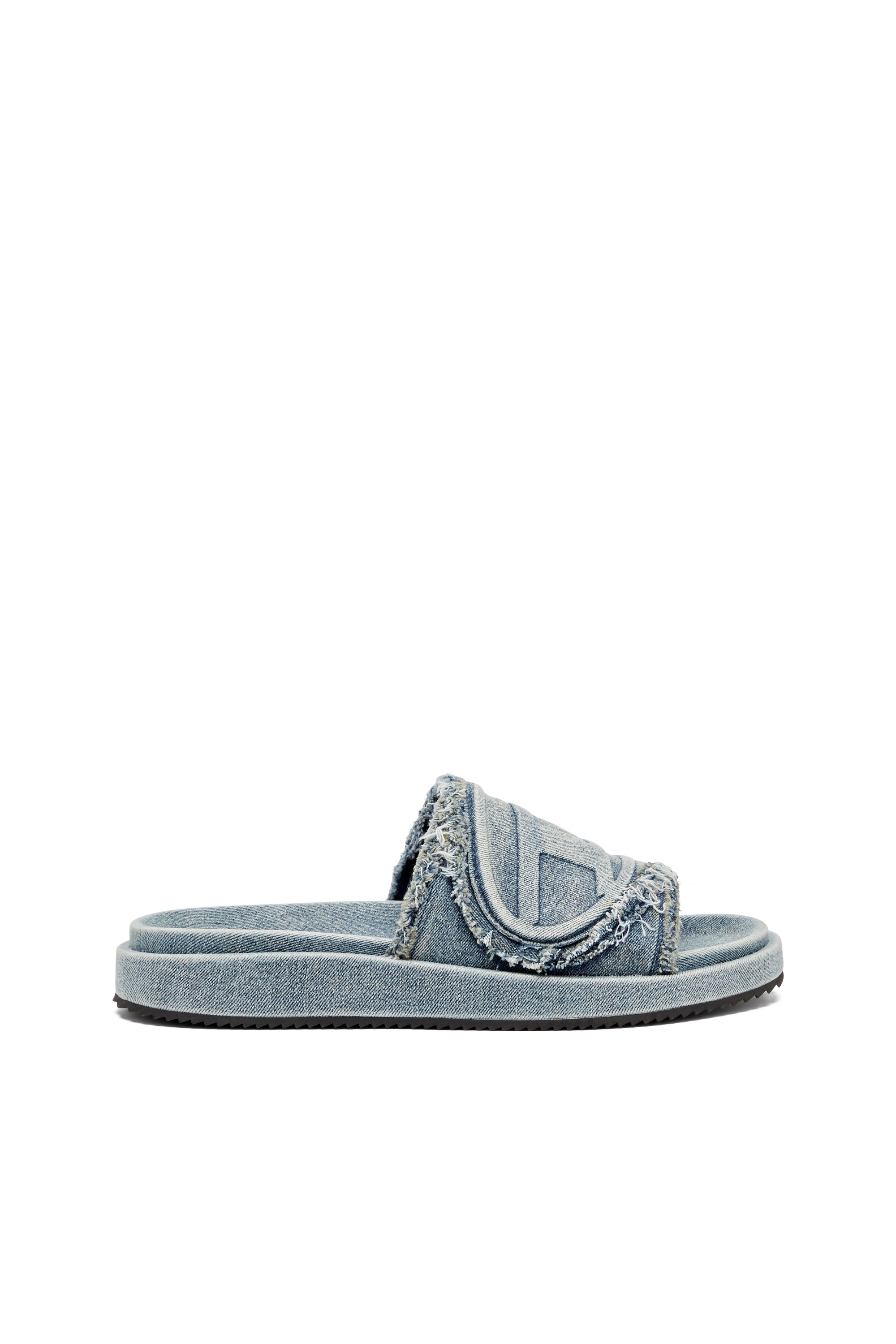 Diesel - SA-SLIDE D OVAL, Slide in denim distressed Unisex in Blu - 1