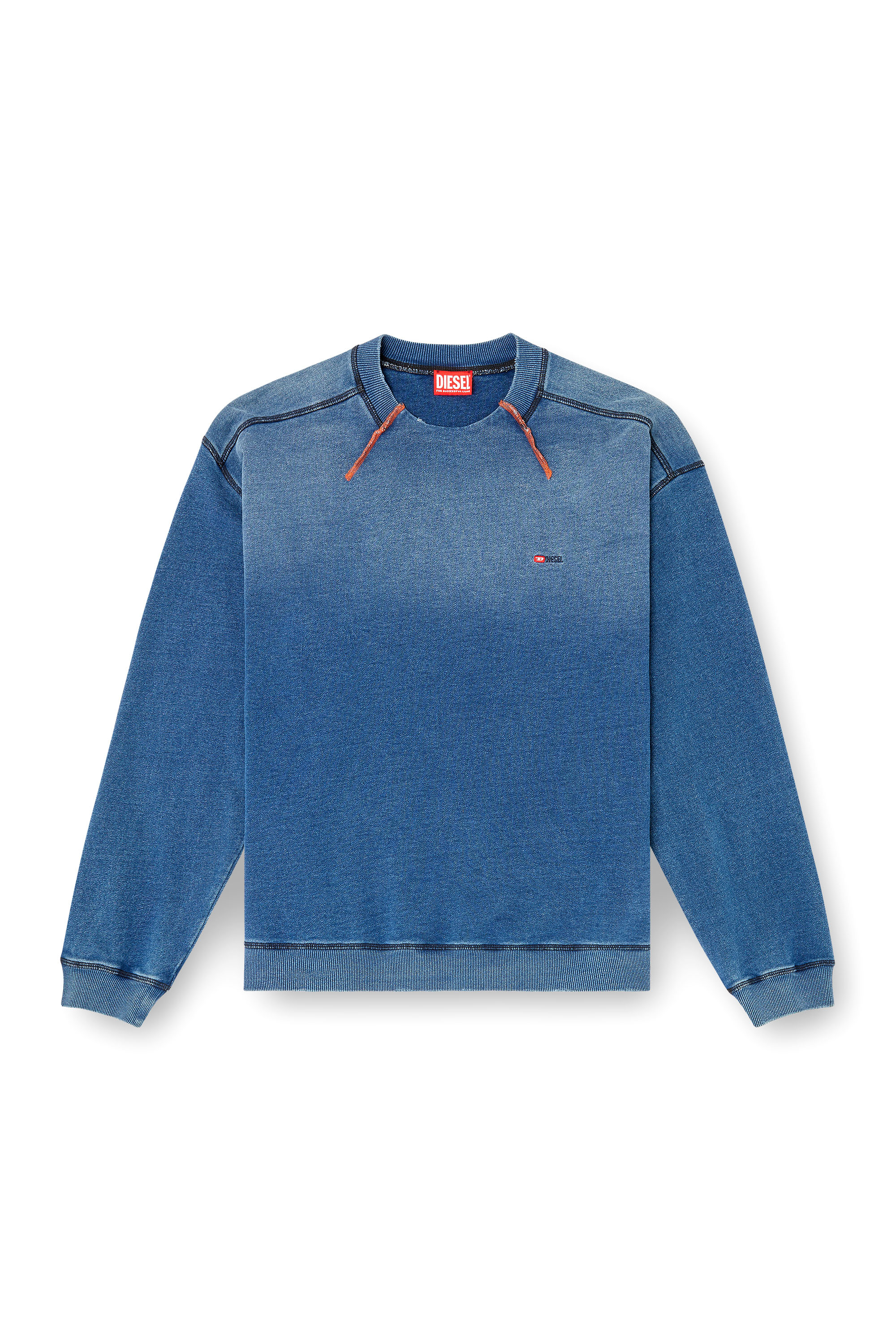 Diesel - S-CRAO-BOXT, Maglione in cotone con cuciture a contrasto Uomo in Blu - 2