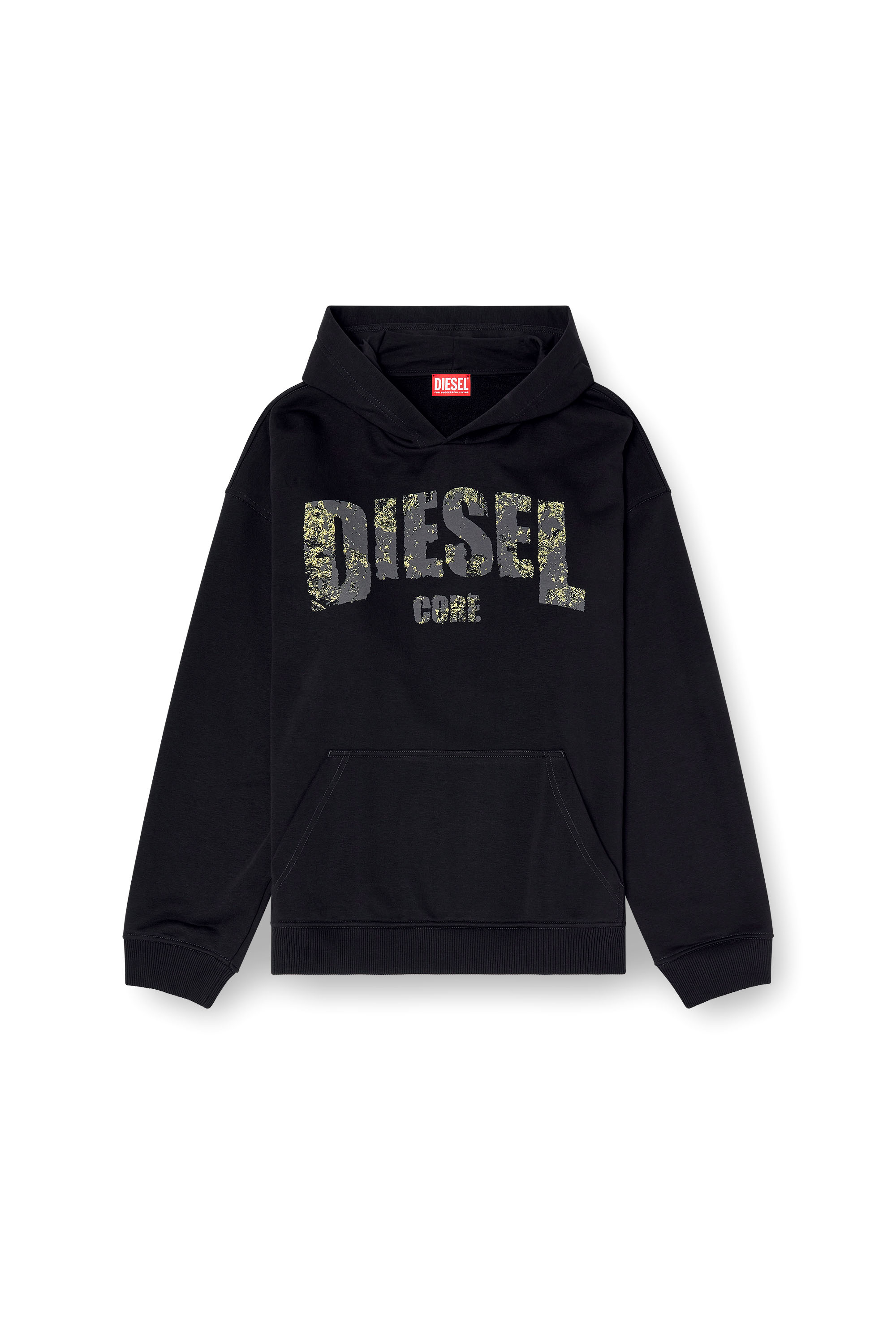 Diesel - S-BOXT-HOOD-R13, Hoodie con stampa logo destroyed Uomo in Nero - 3