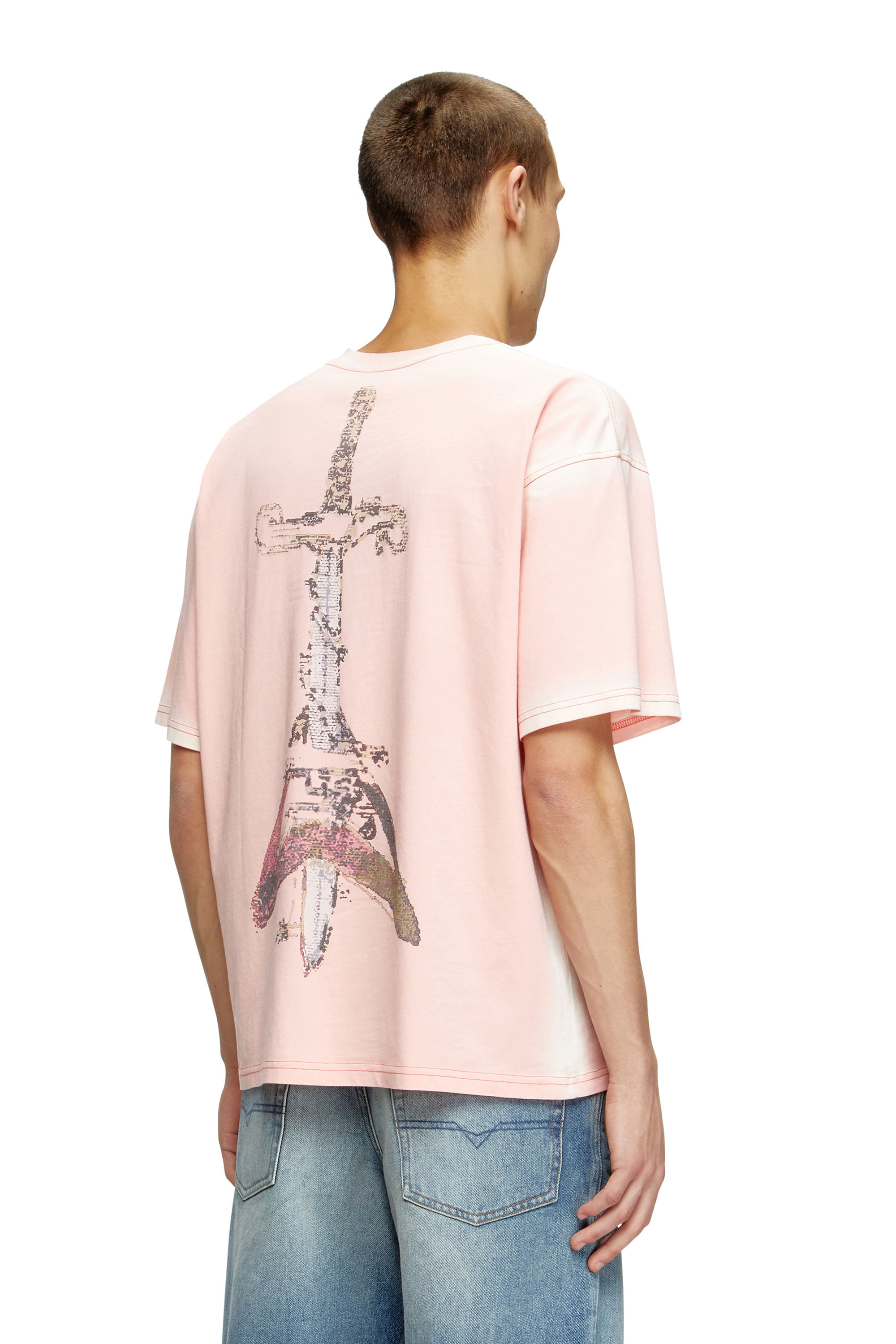 Diesel - T-BOXT-T10, T-shirt con stampa spada Uomo in Rosa - 4