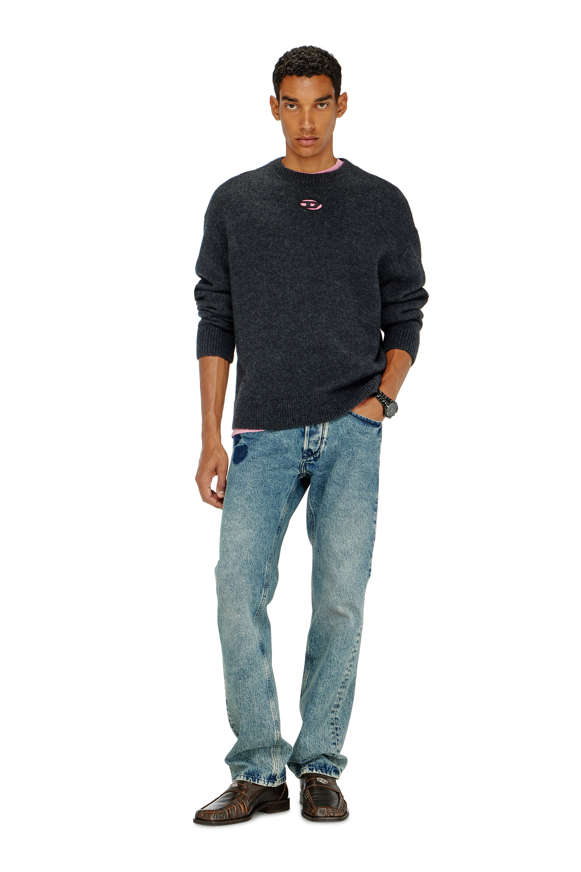Diesel - K-AREESO, Maglia in misto lana e alpaca Uomo in Nero - 1