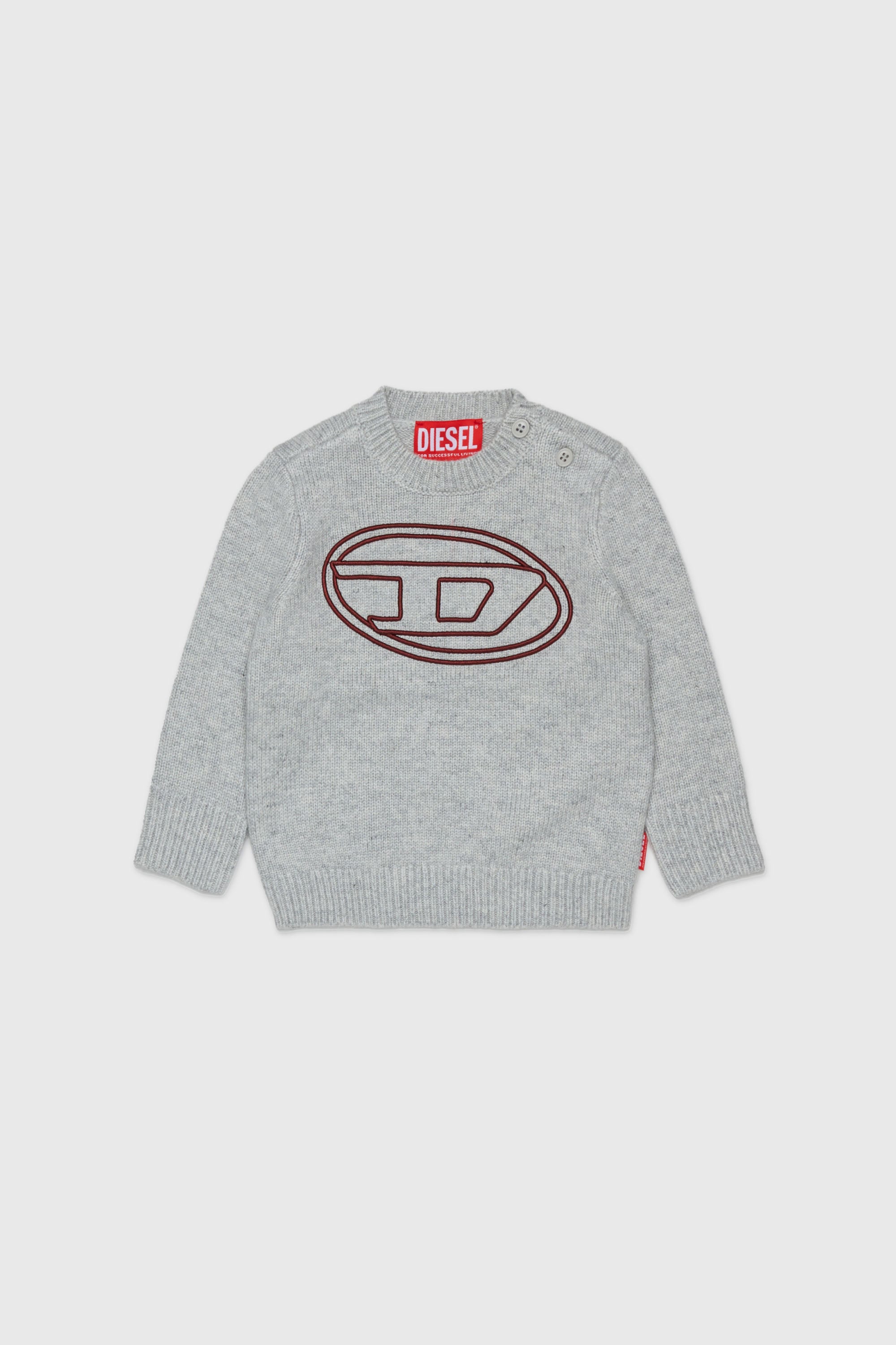 Diesel - KOMYB, Maglia in cachemire con grande Oval D Uomo in Grigio - 1