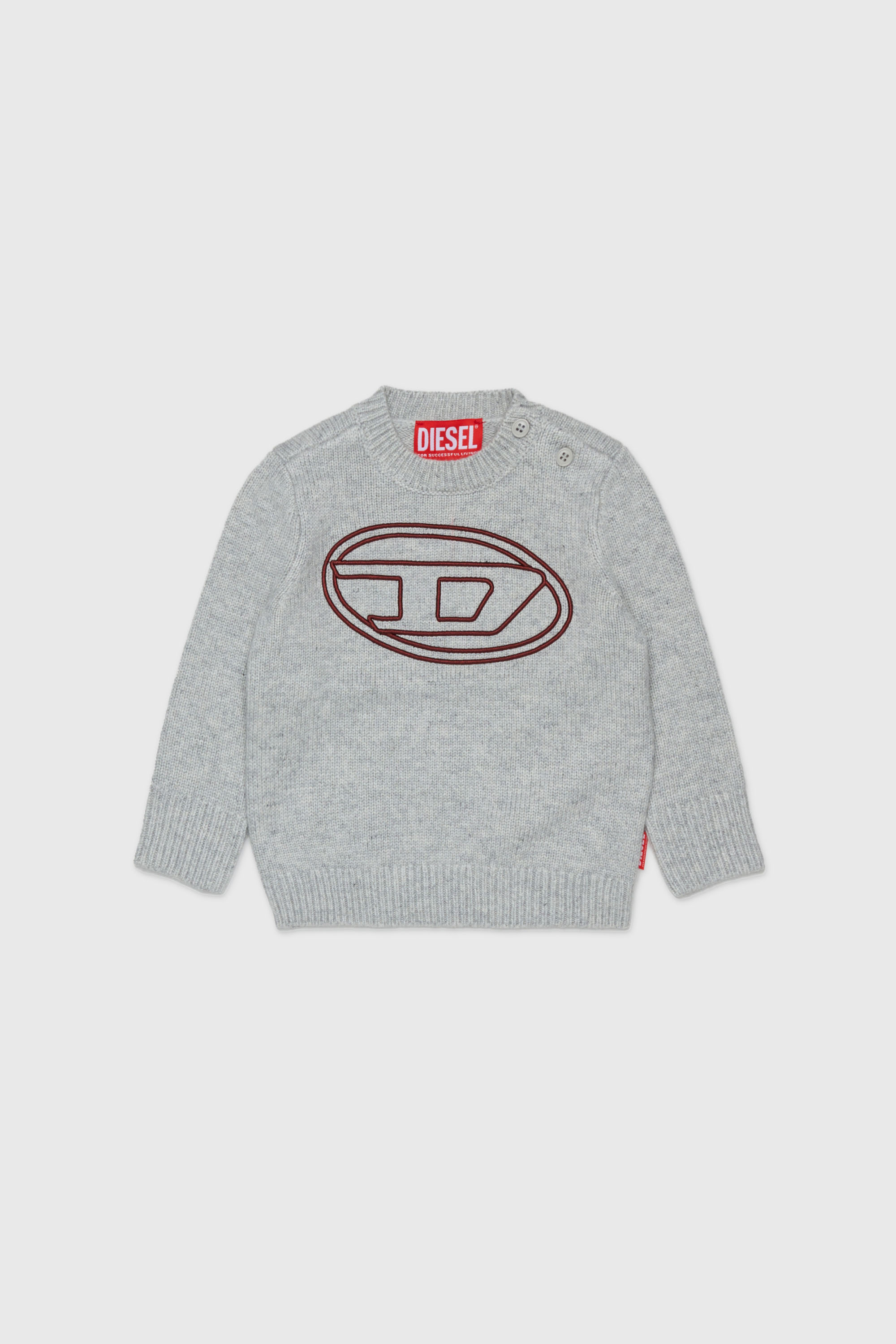 Diesel - KOMYB, Maglia in cachemire con grande Oval D Uomo in Grigio - 1