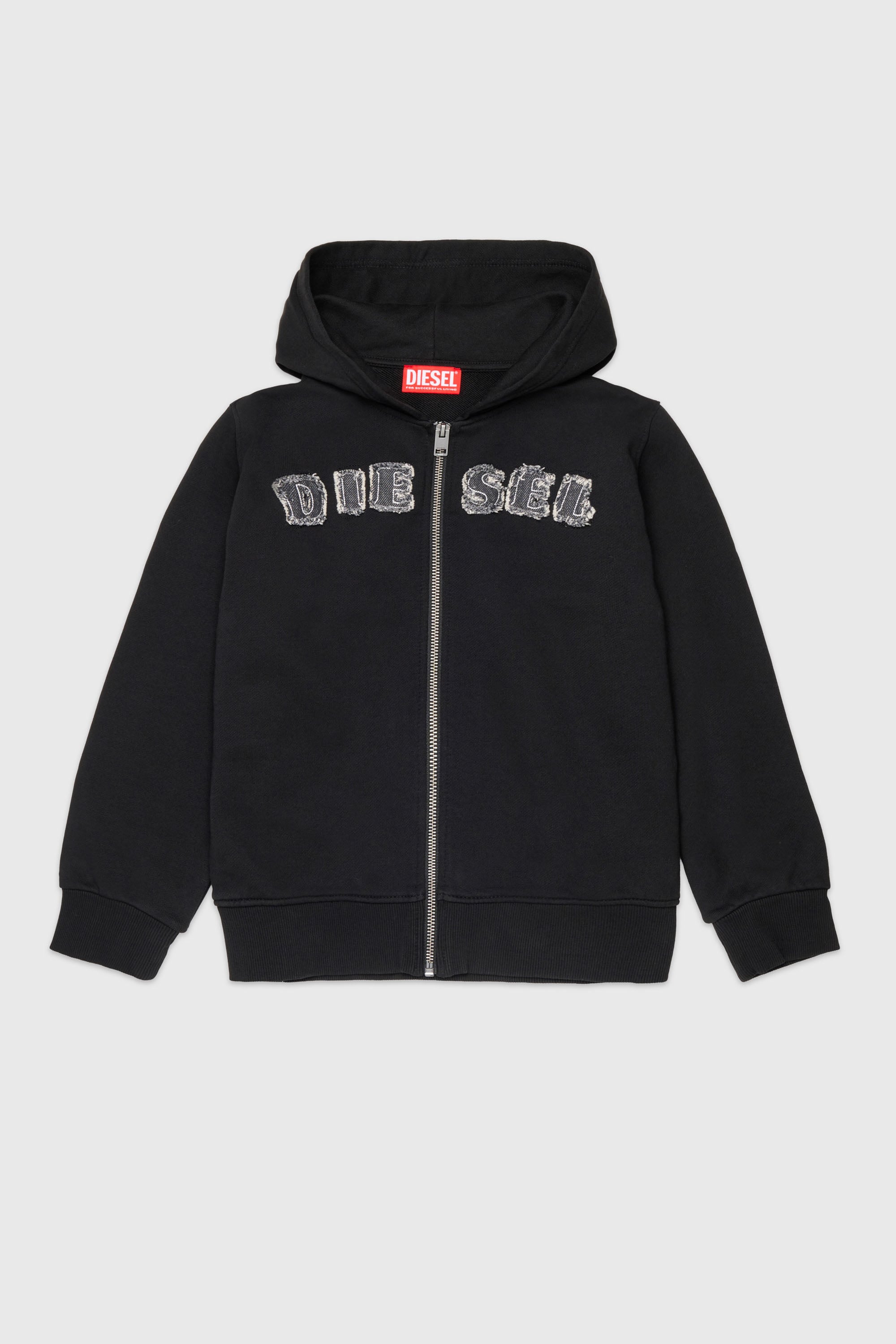 Diesel - SJEANSHOOD OVER, Felpa con zip e lettere logo sfrangiate Uomo in ToBeDefined - 1