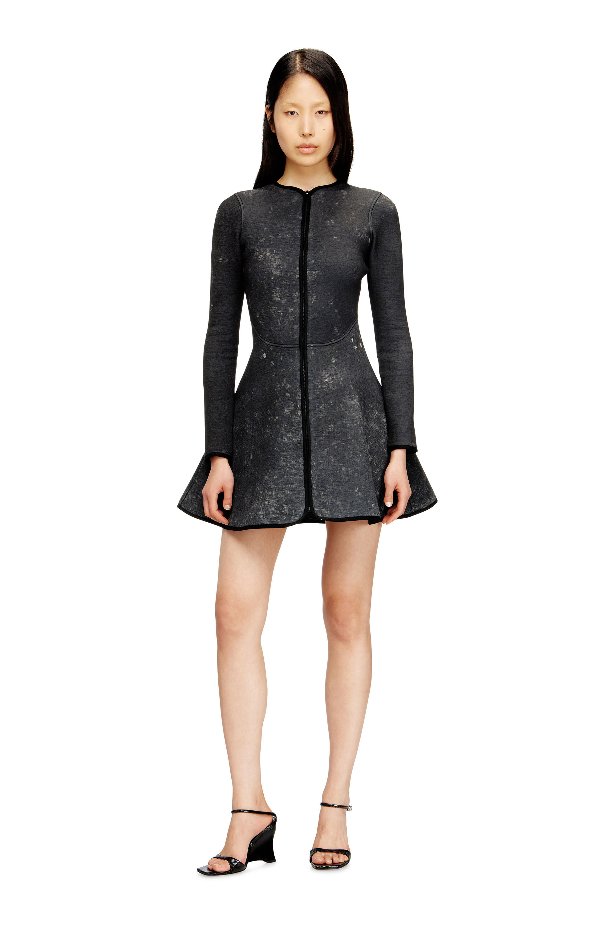 Diesel - D-EOPRE, Abito corto in scuba marmorizzato Donna in Grigio - 3