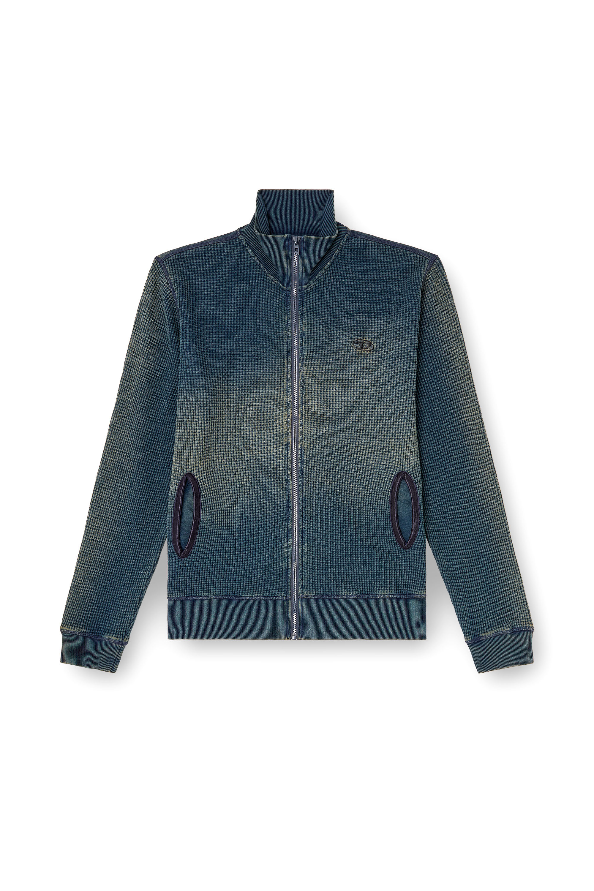 Diesel - S-WAFY-ZIP, Felpa zip in jersey a nido d’ape Uomo in Blu - 4